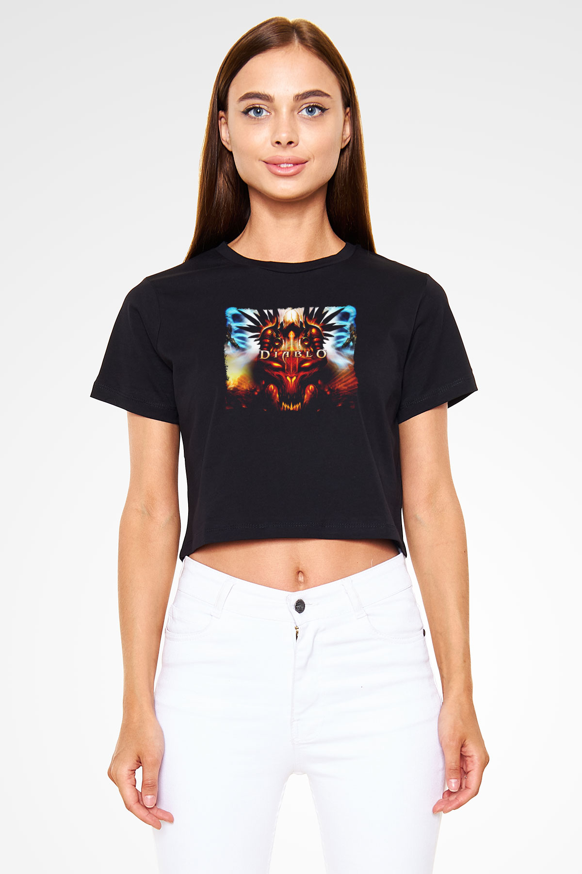 Diablo Siyah  Crop Top Tişört