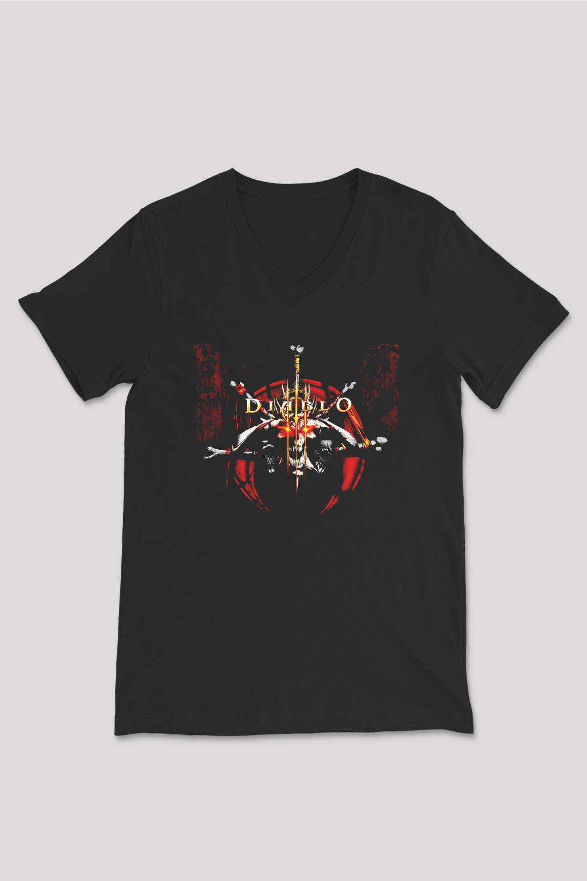 Diablo Siyah Unisex V Yaka Tişört
