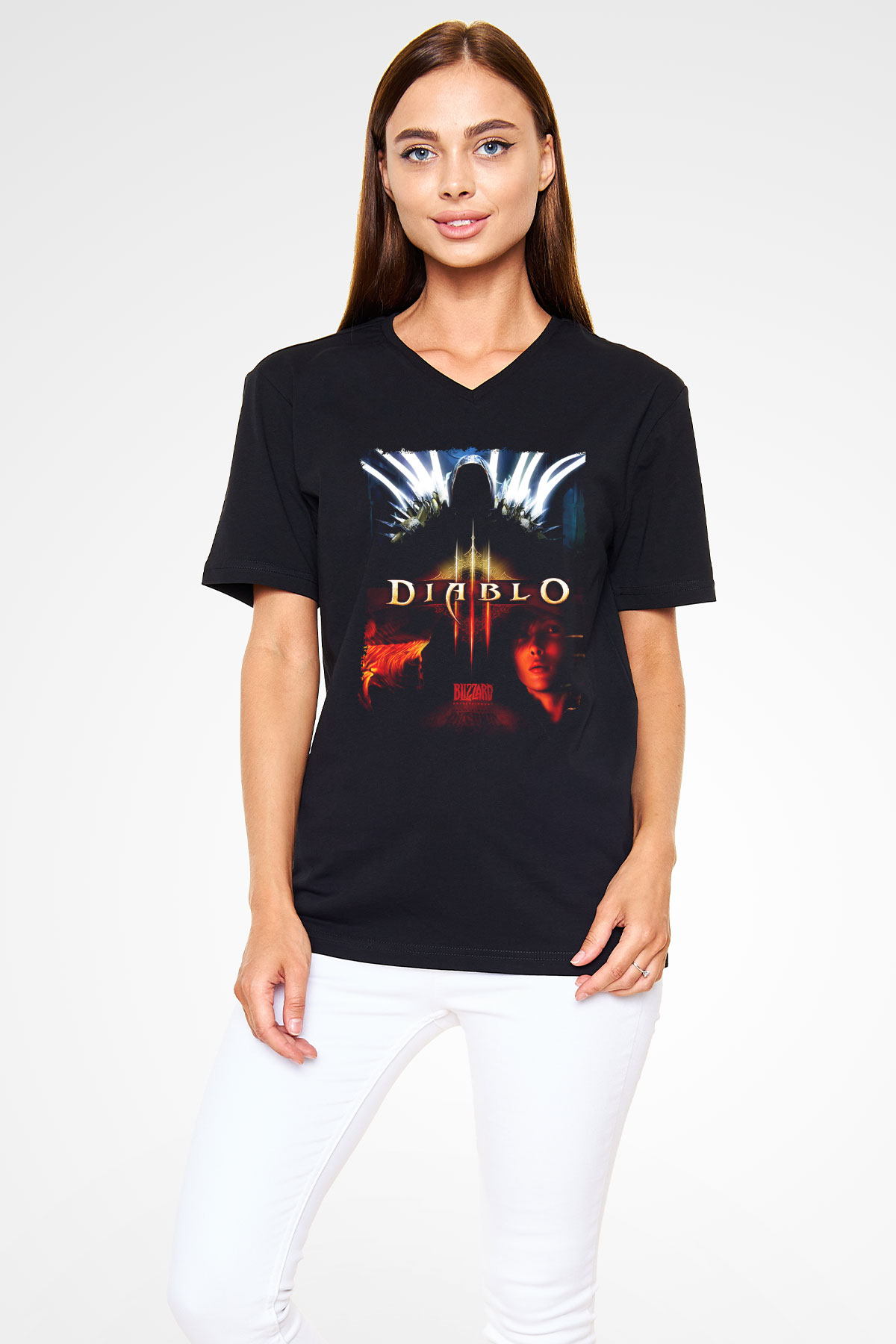 Diablo Siyah Unisex V Yaka Tişört