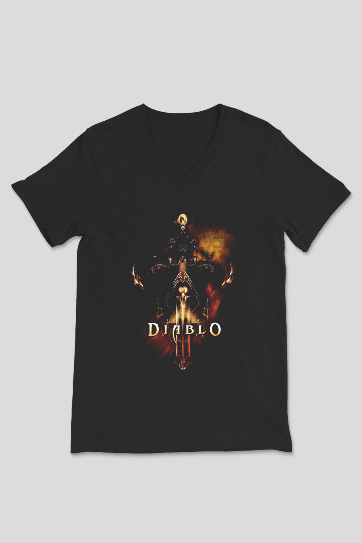 Diablo Siyah Unisex V Yaka Tişört T-Shirt