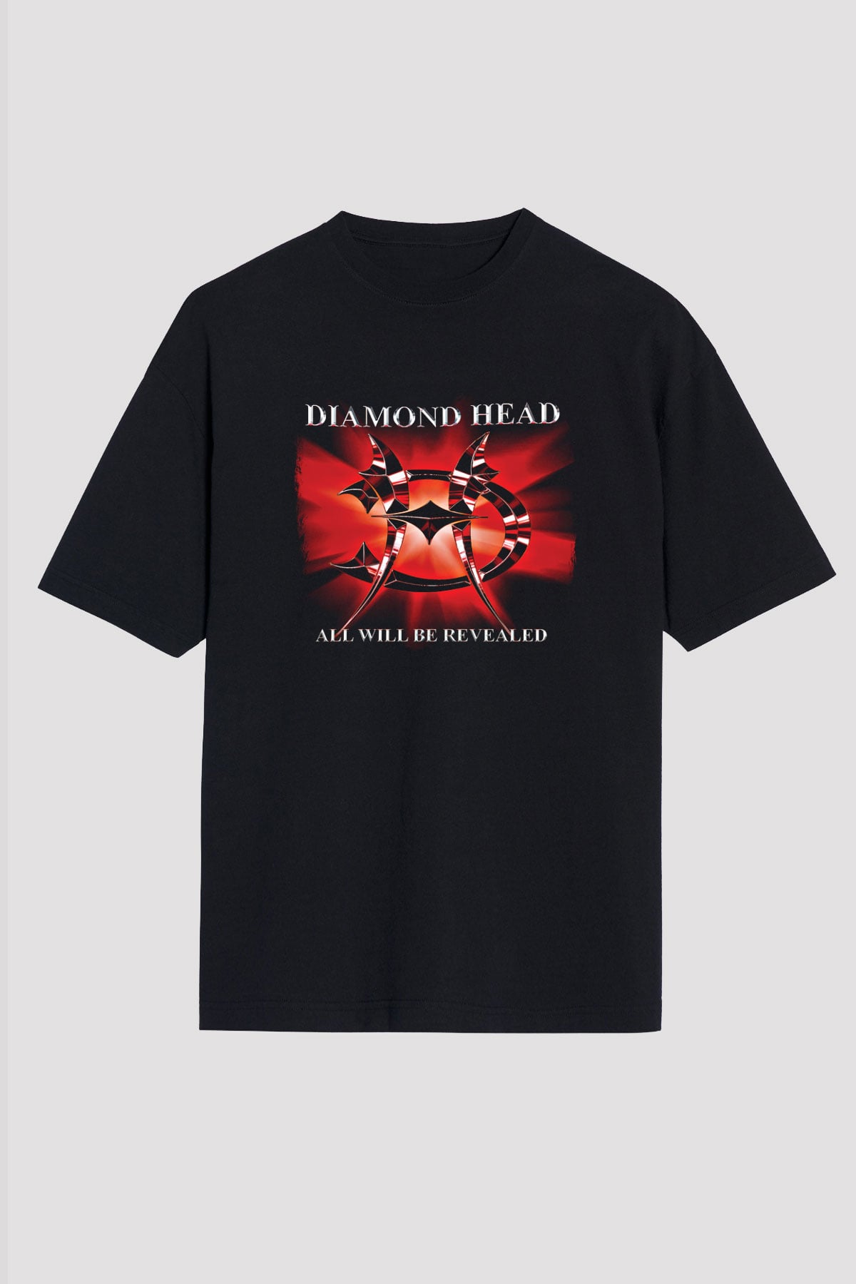 Diamond Head Baskılı Unisex Siyah Oversize Tişört