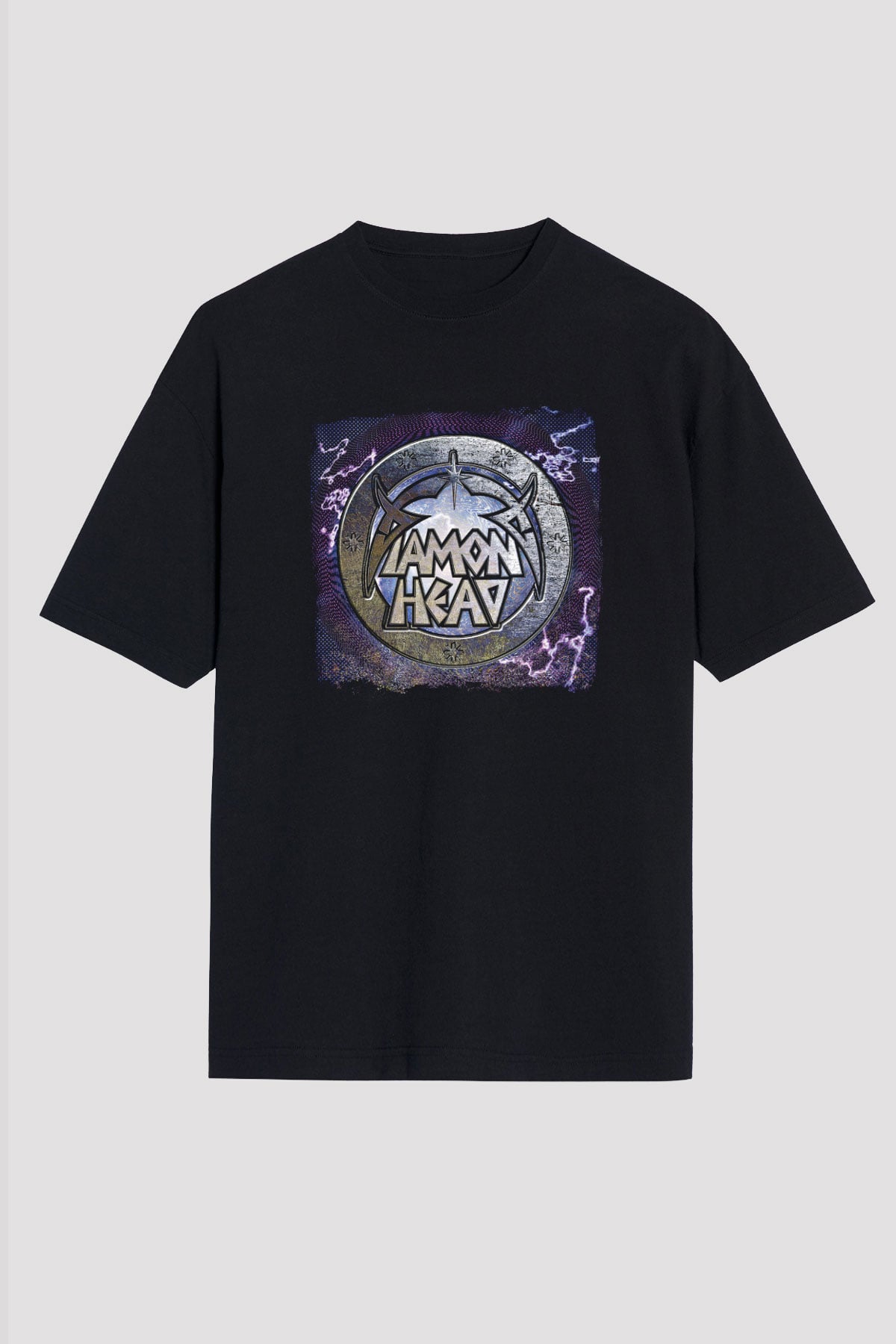 Diamond Head Baskılı Unisex Siyah Oversize Tişört