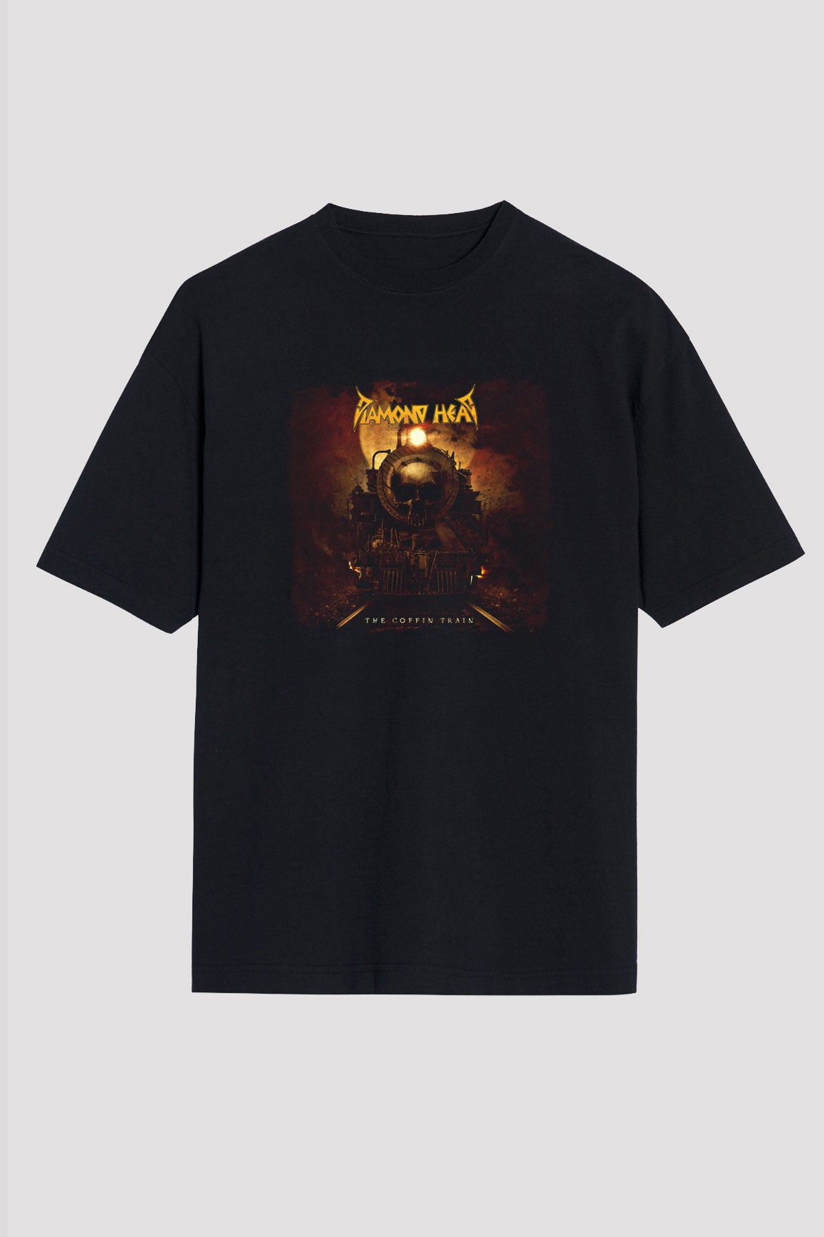 Diamond Head Baskılı Unisex Siyah Oversize Tişört