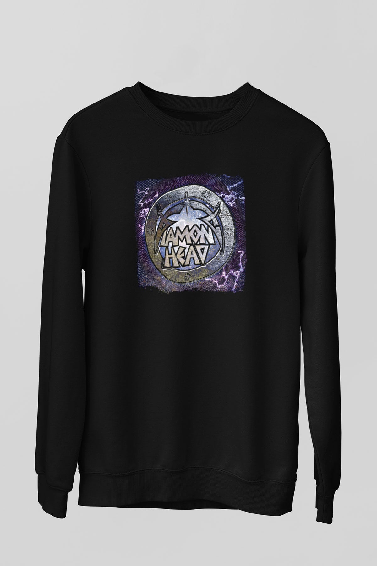 Diamond Head Baskılı Unisex Siyah Sweatshirt