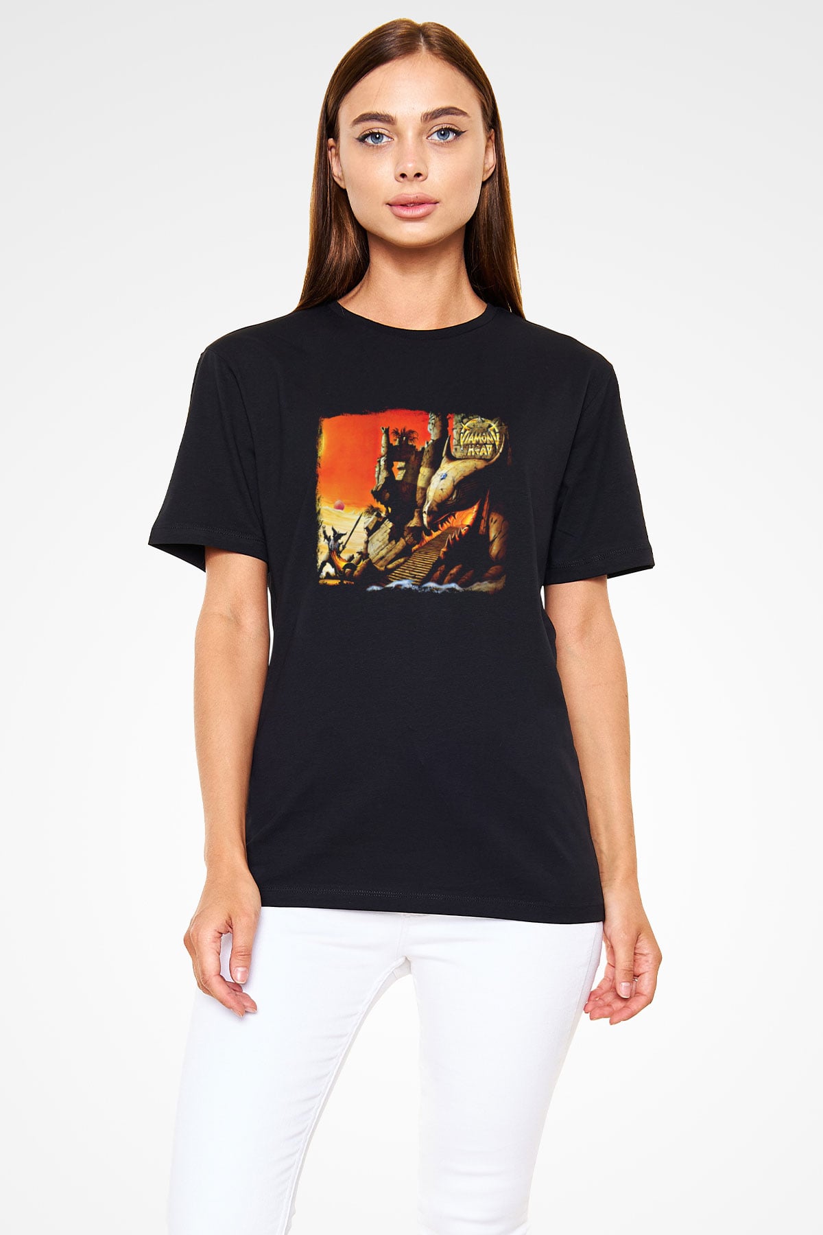 Diamond Head Baskılı Unisex Siyah Tişört