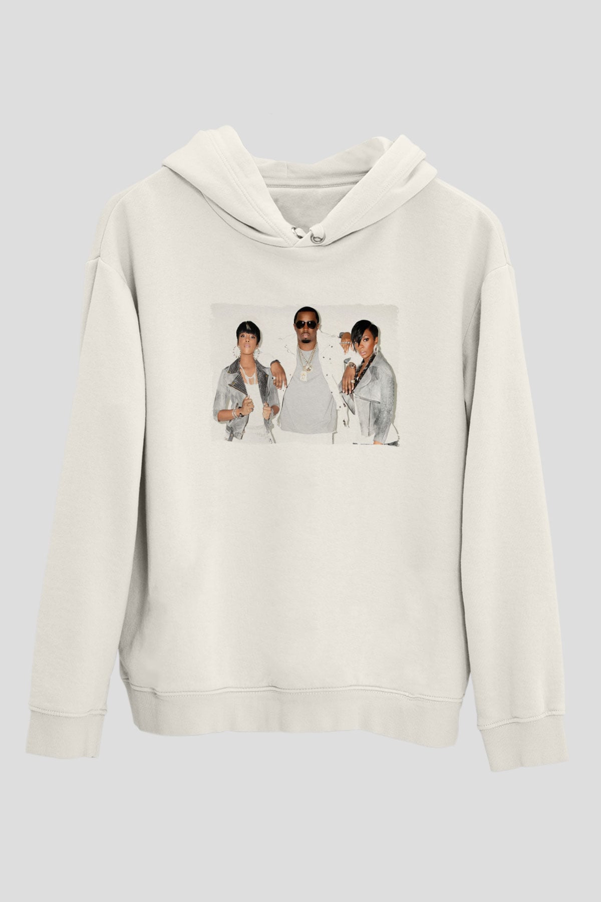 Diddy Beyaz Unisex Kapüşonlu Sweatshirt