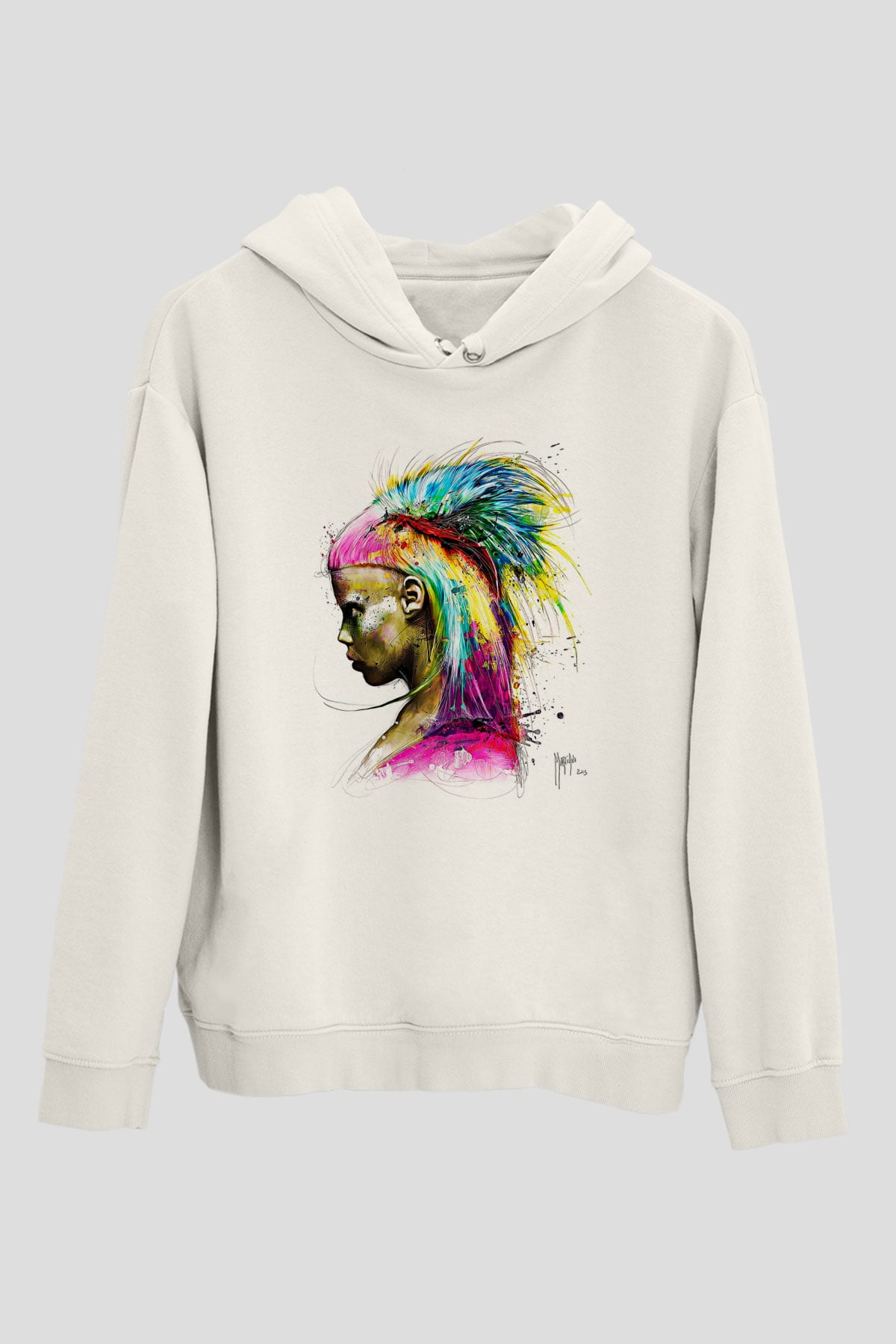 Die Antwoord Baskılı Beyaz Unisex Kapüşonlu Sweatshirt