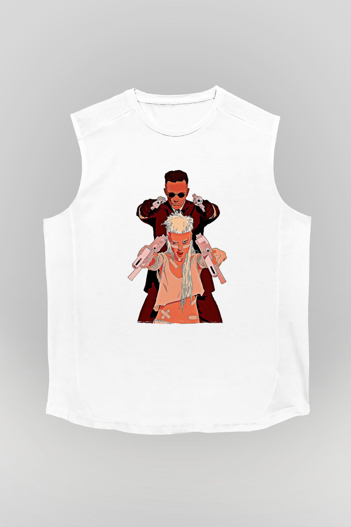 Die Antwoord Baskılı Beyaz Unisex Kolsuz Tişört - Tshirt