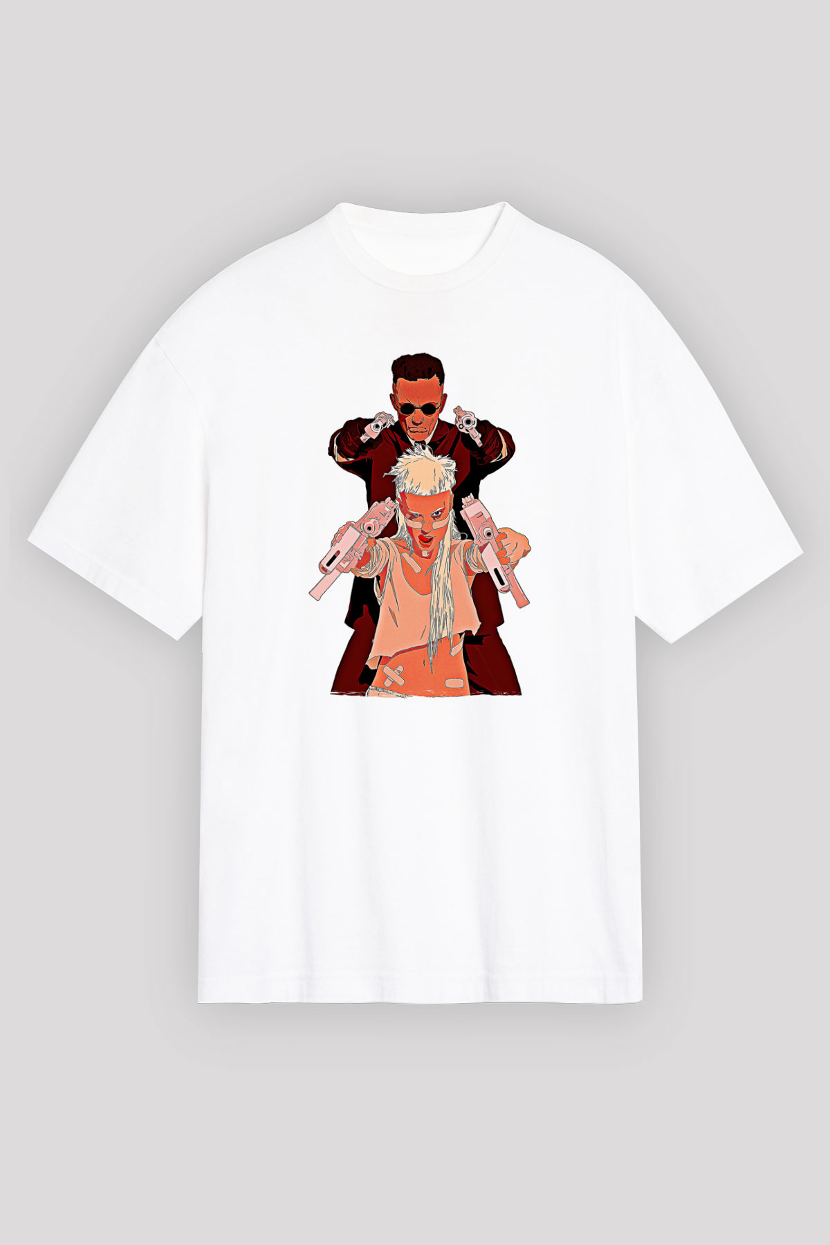 Die Antwoord Baskılı Beyaz Unisex Oversize Tişört - Tshirt