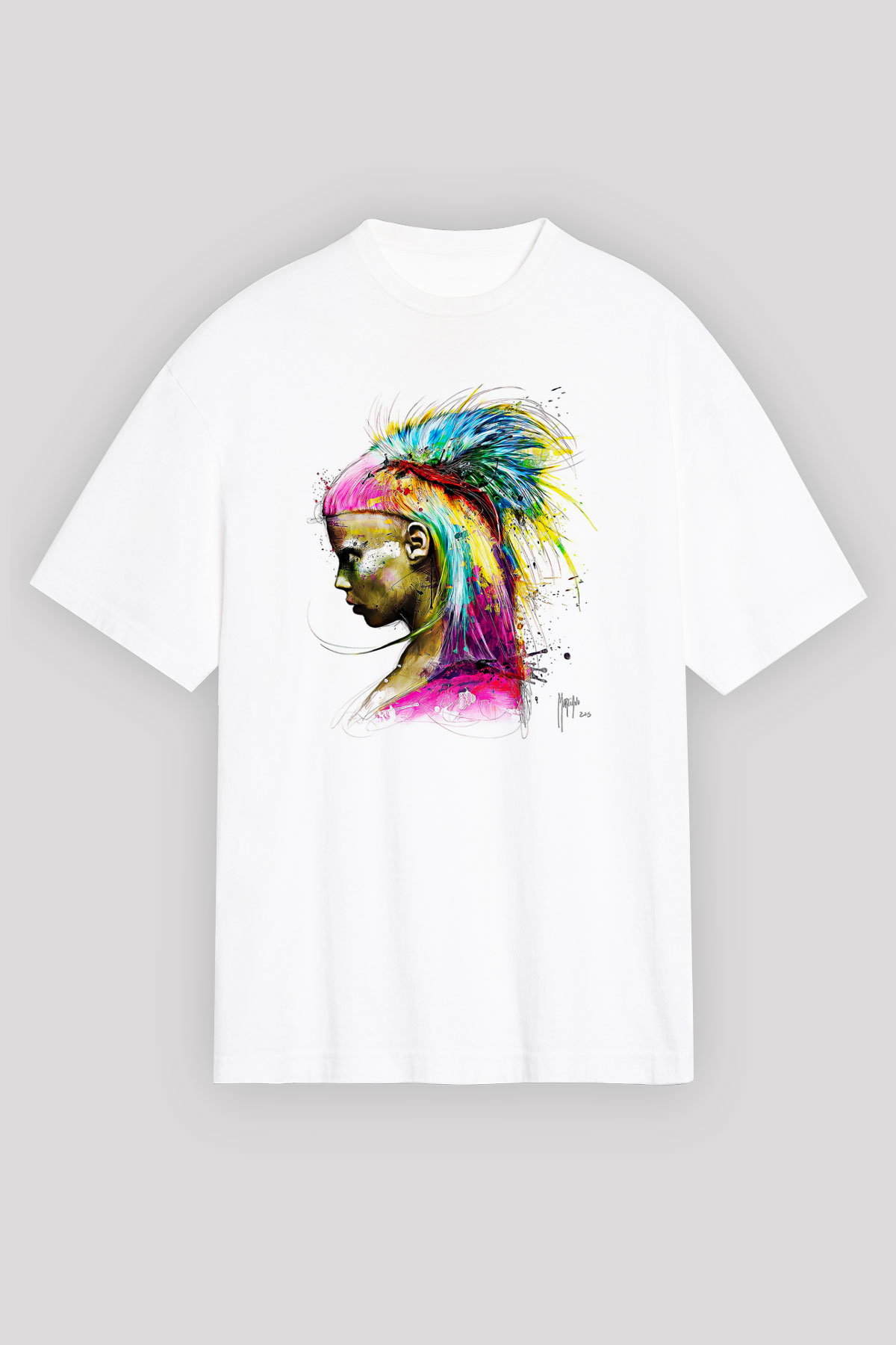 Die Antwoord Baskılı Beyaz Unisex Oversize Tişört - Tshirt