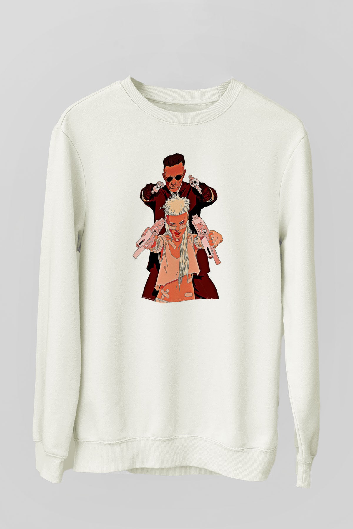 Die Antwoord Baskılı Beyaz Unisex Sweatshirt