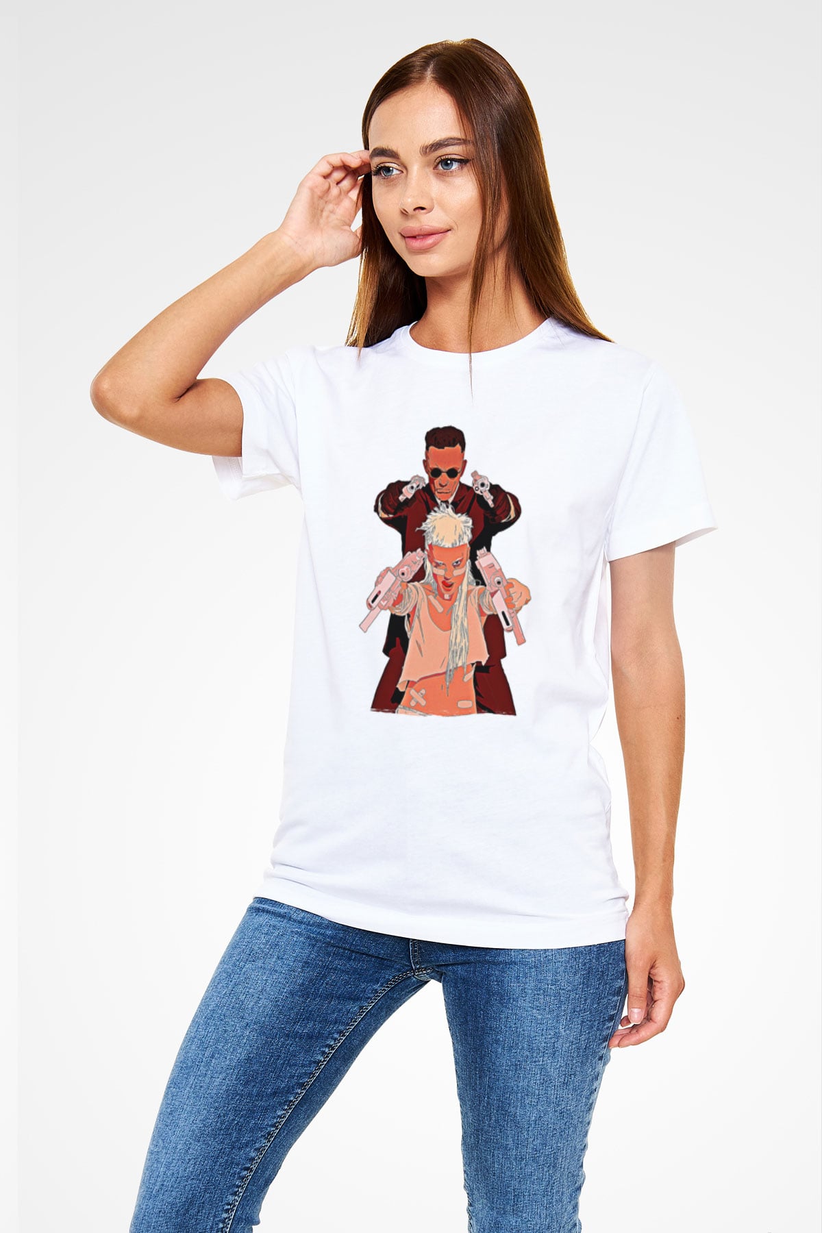 Die Antwoord Baskılı Unisex Beyaz Tişört - Tshirt