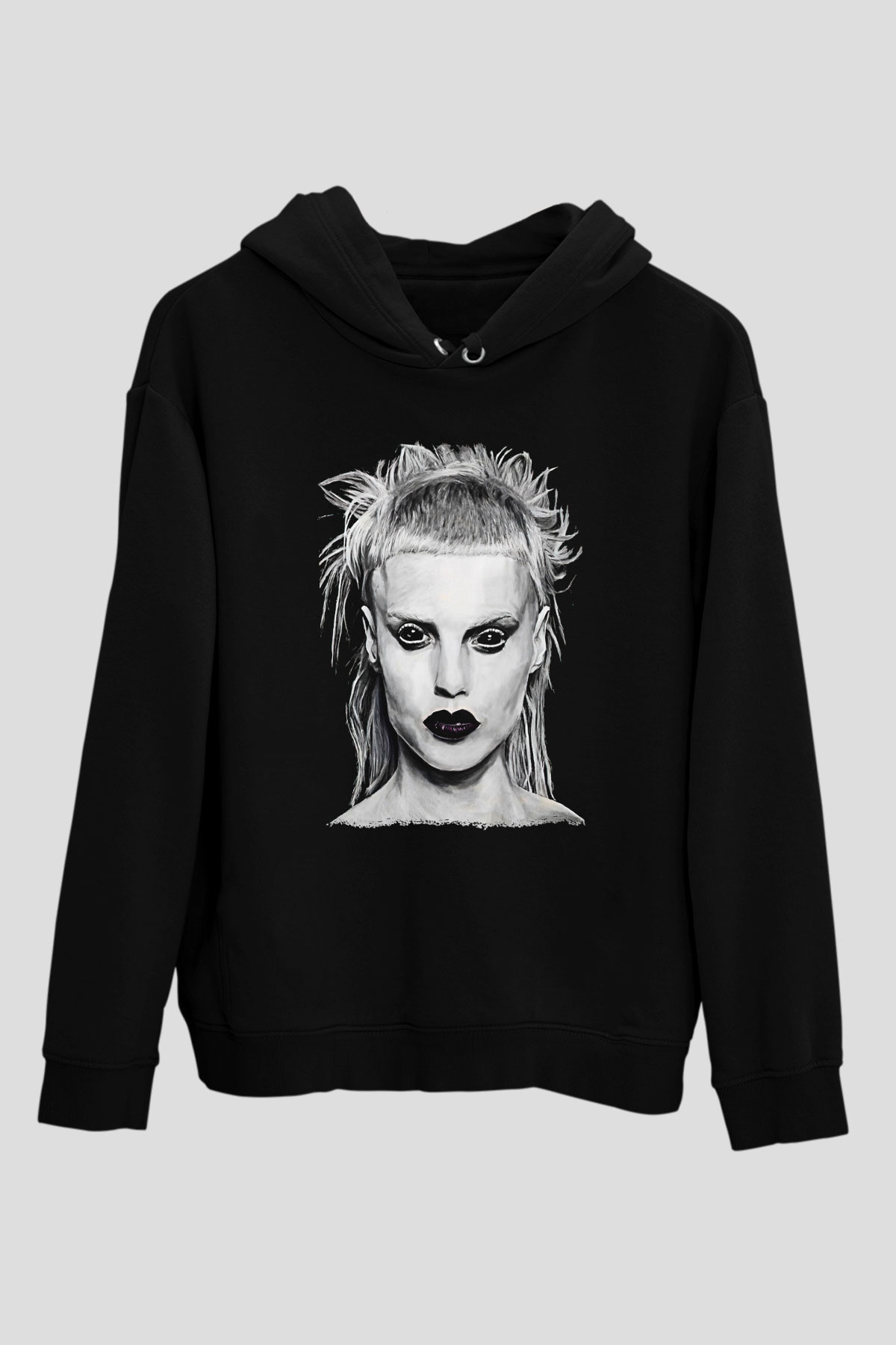 Die Antwoord Baskılı Unisex Siyah Kapüşonlu Sweatshirt