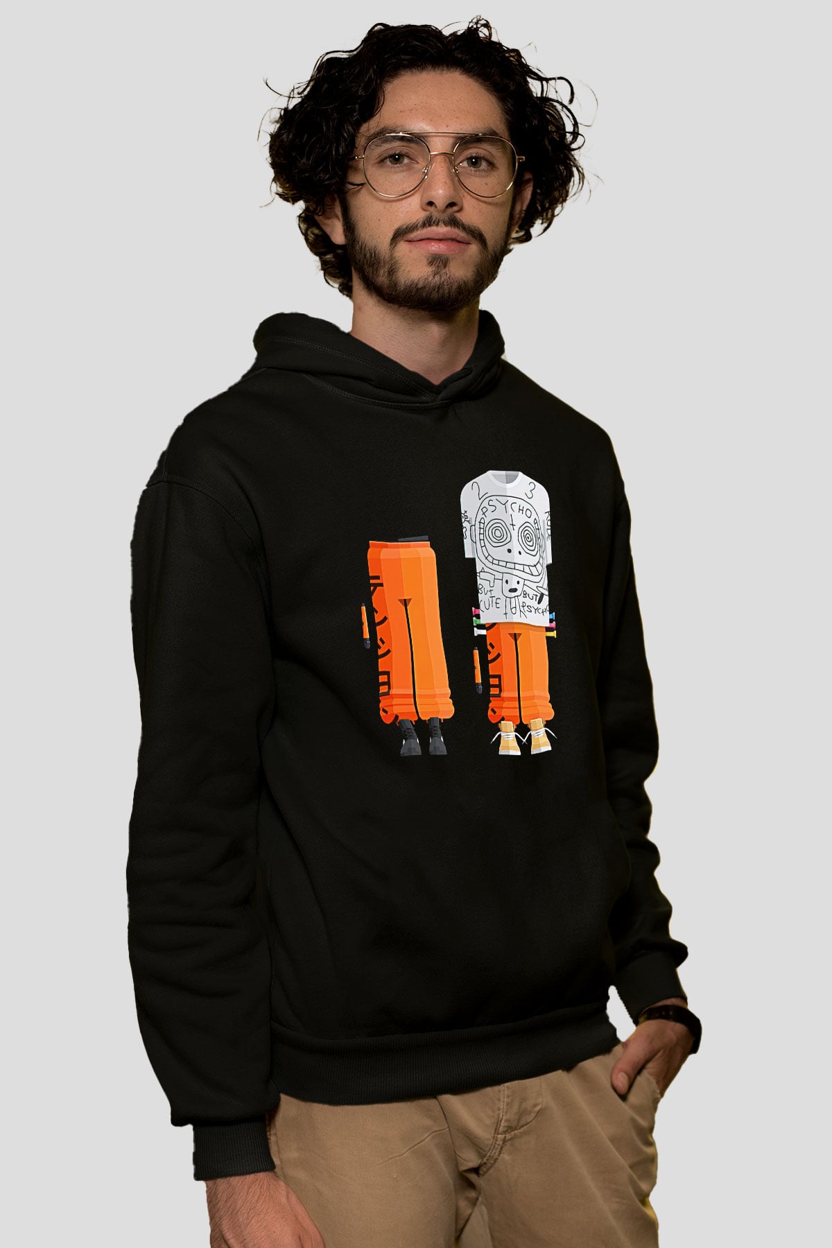 Die Antwoord Baskılı Unisex Siyah Kapüşonlu Sweatshirt