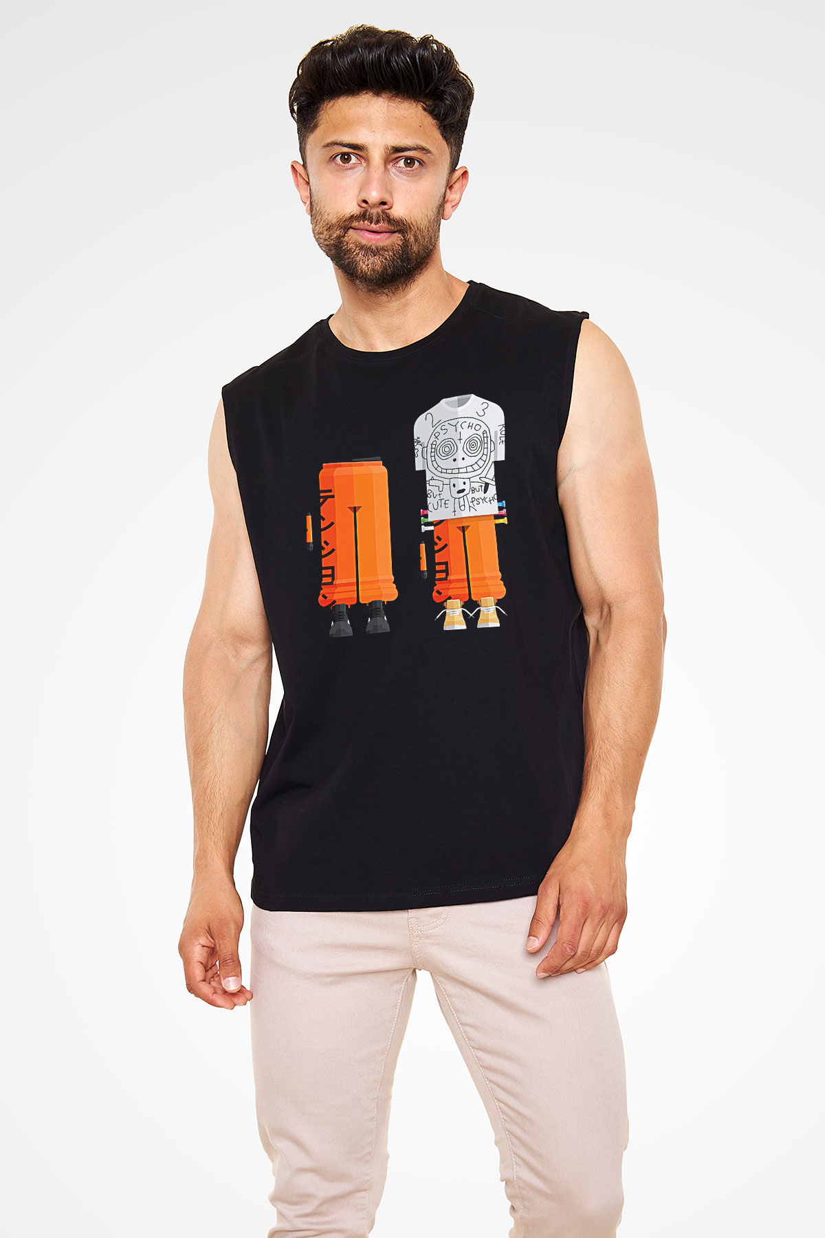 Die Antwoord Baskılı Unisex Siyah Kolsuz Tişört - Tshirt