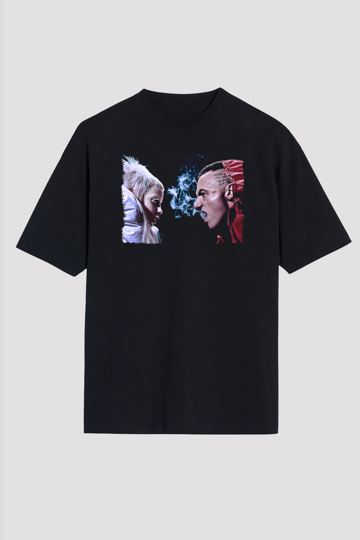 Die Antwoord Baskılı Unisex Siyah Oversize Tişört - Tshirt