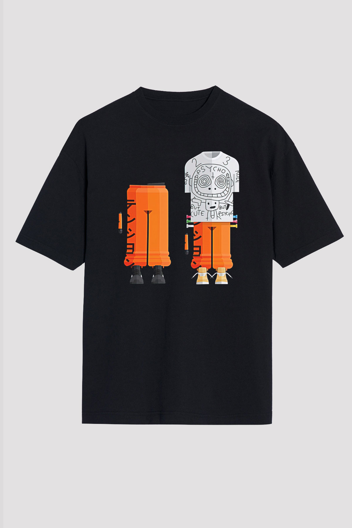 Die Antwoord Baskılı Unisex Siyah Oversize Tişört - Tshirt