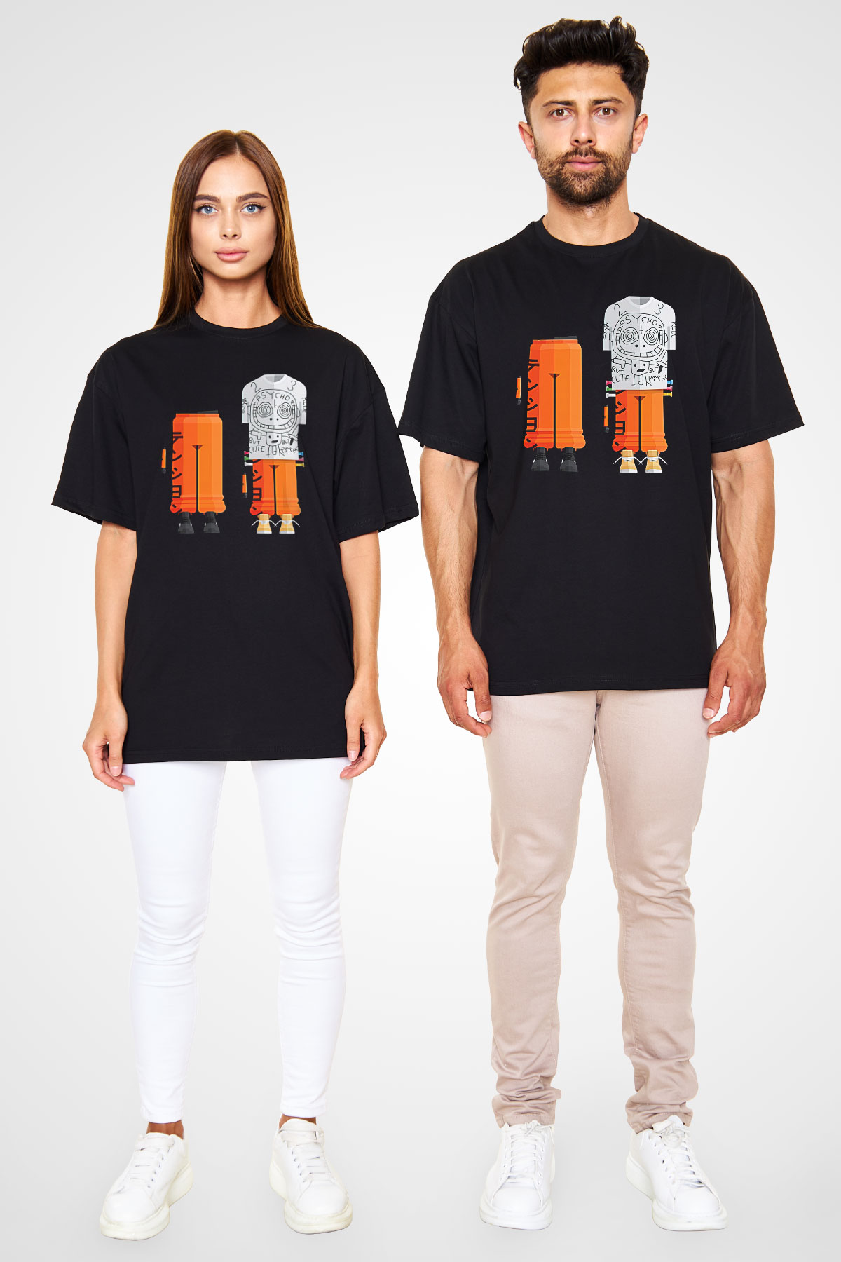 Die Antwoord Baskılı Unisex Siyah Oversize Tişört - Tshirt