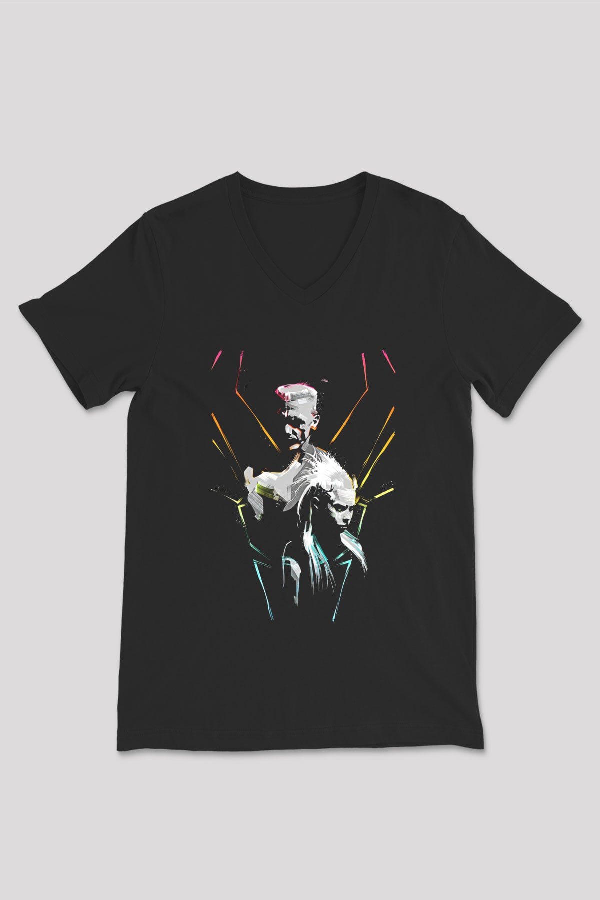Die Antwoord Baskılı Unisex Siyah V Yaka Tişört - Tshirt