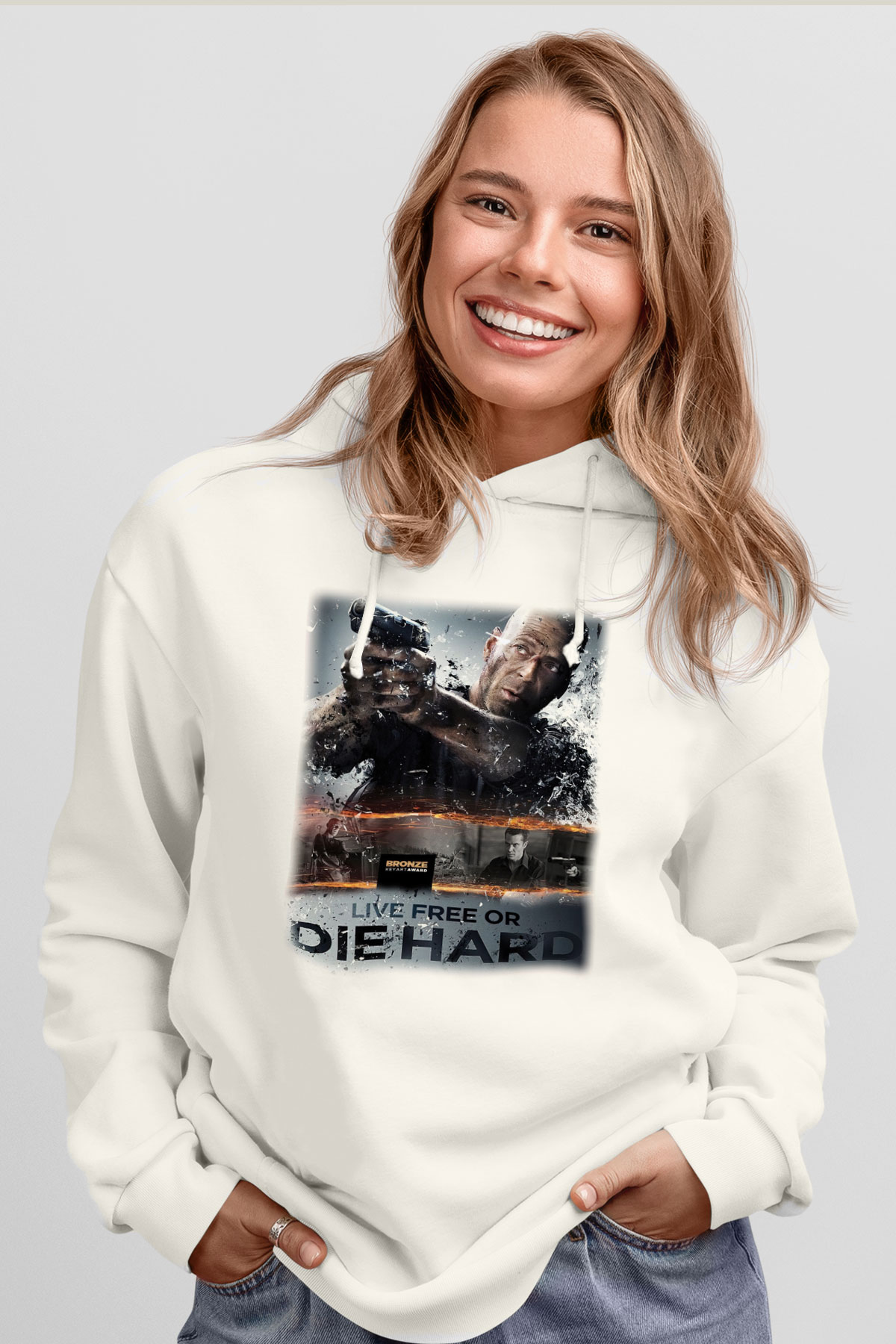 Die Hard Beyaz Unisex Hoodie