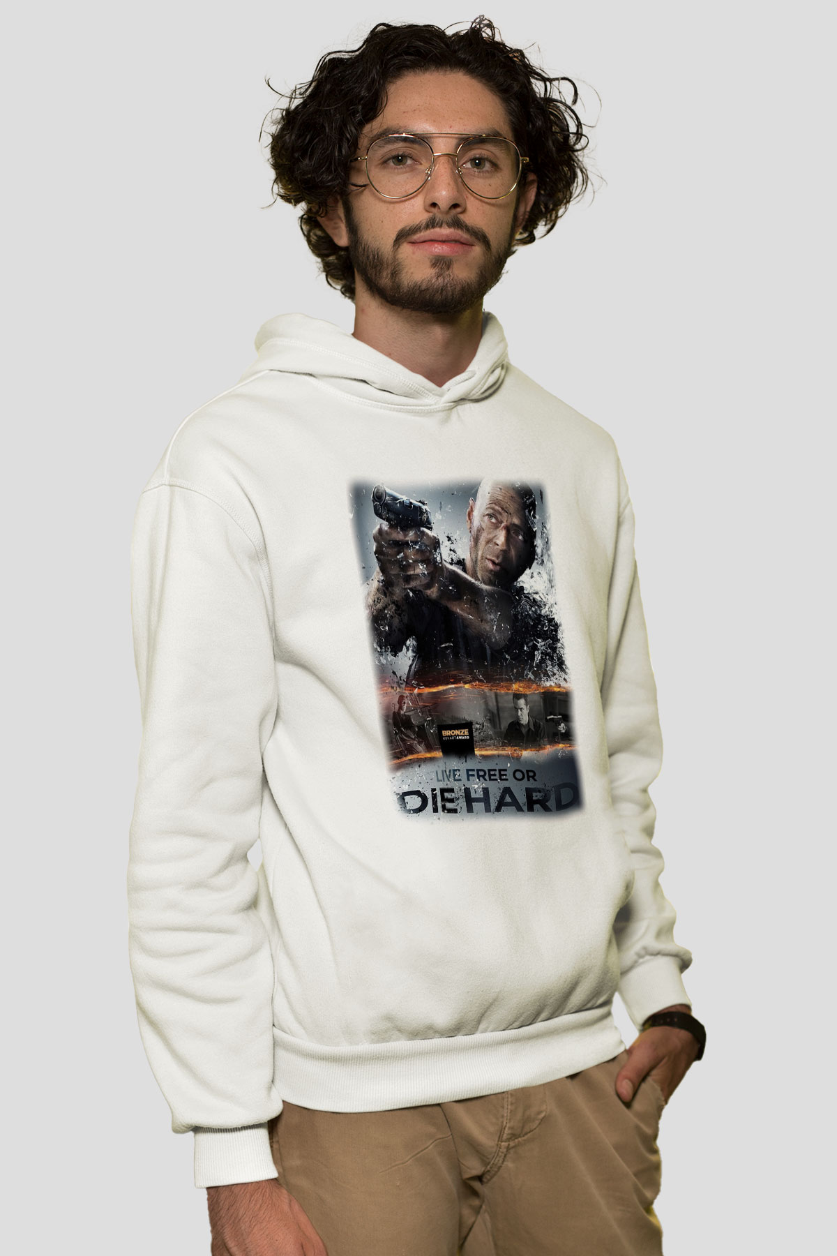 Die Hard Beyaz Unisex Hoodie