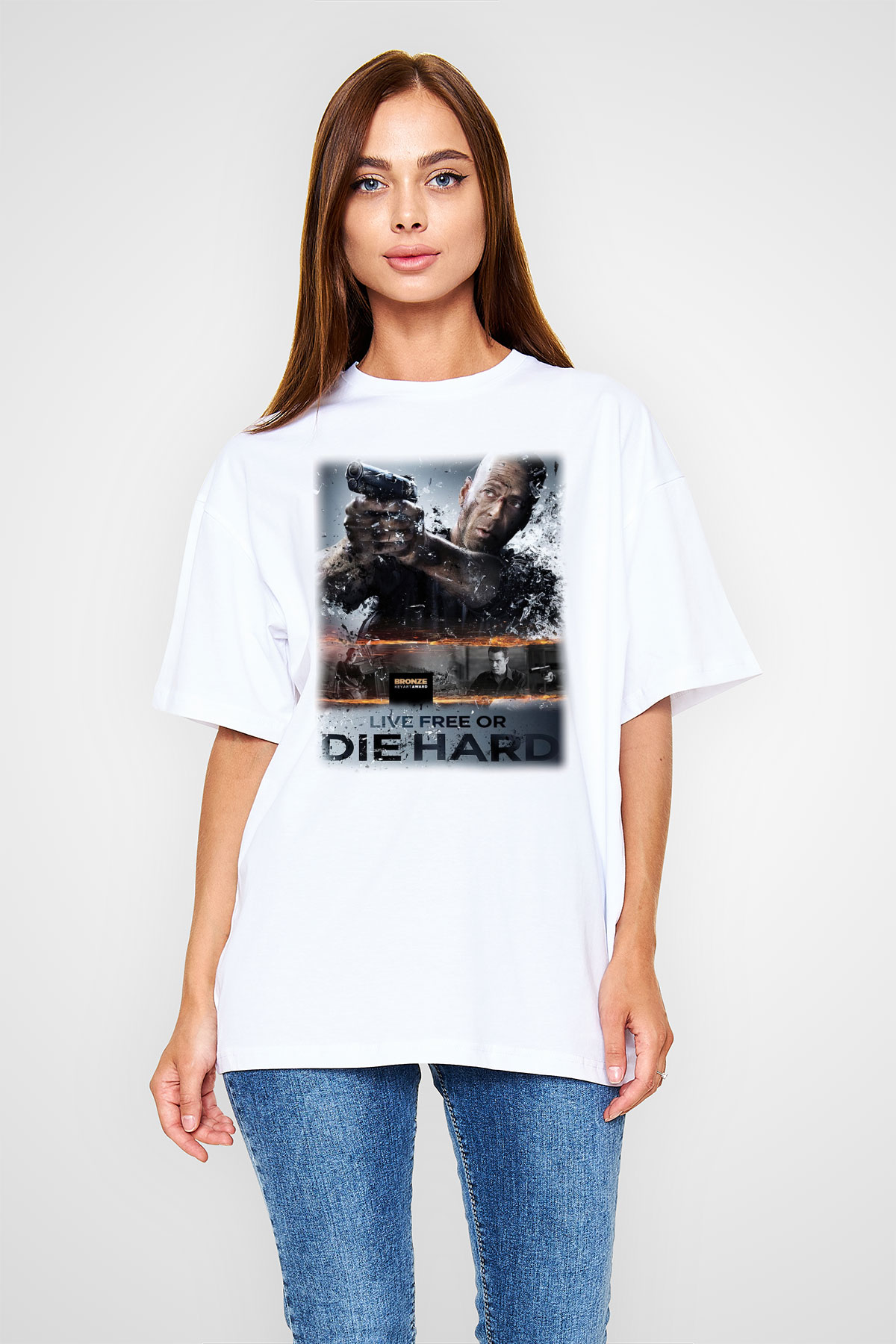 Die Hard Beyaz Unisex Oversize Tişört T-Shirt