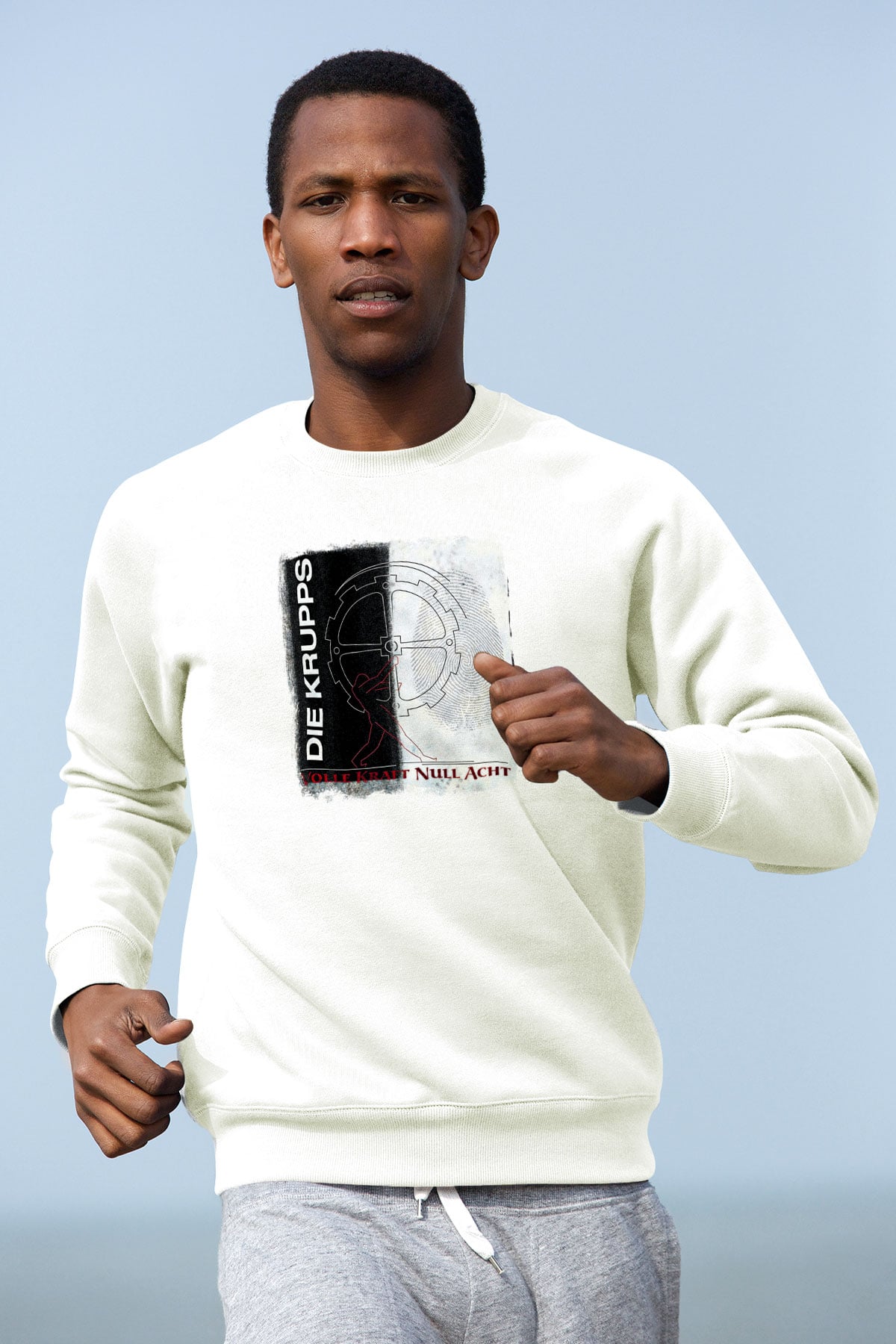Die Krupps Baskılı Unisex Beyaz Sweatshirt