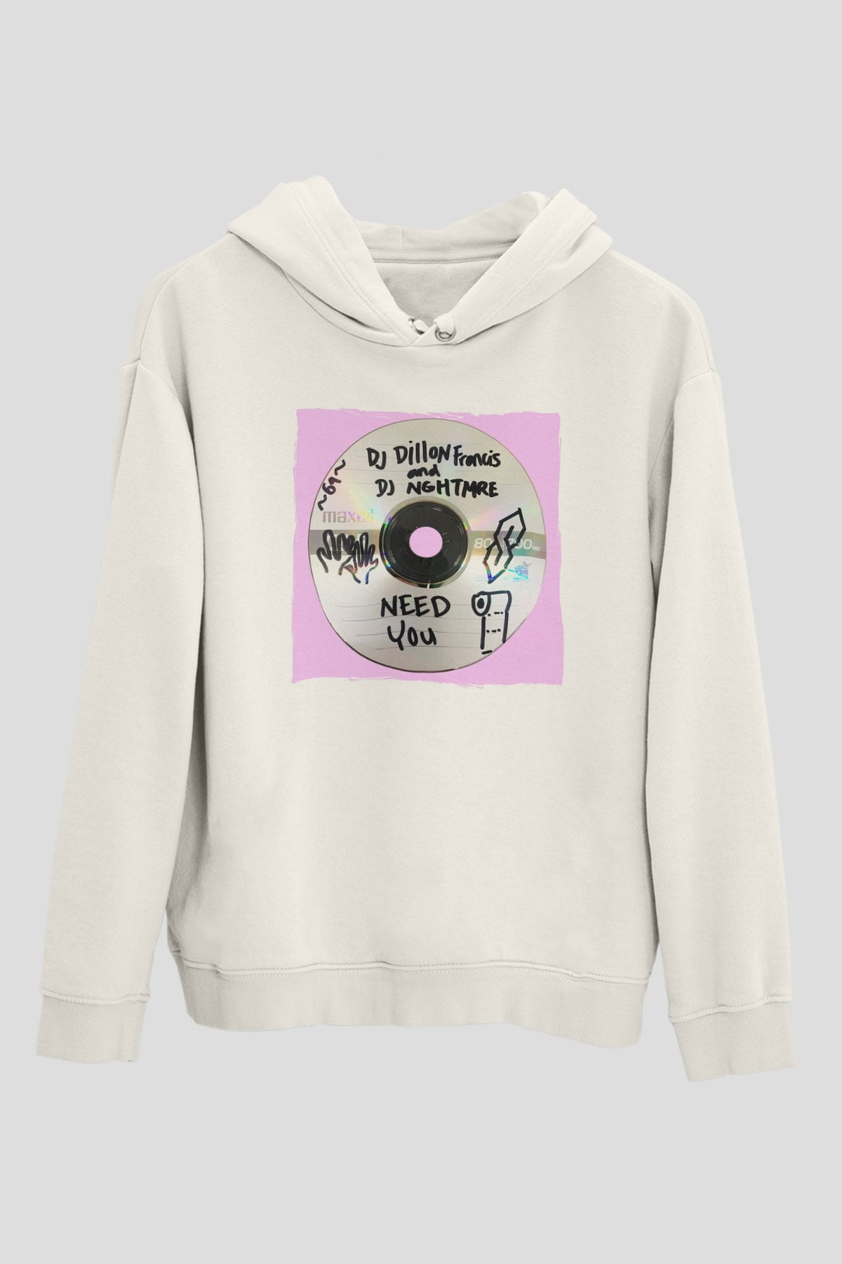 Dillion Francis Beyaz Unisex Kapüşonlu Sweatshirt