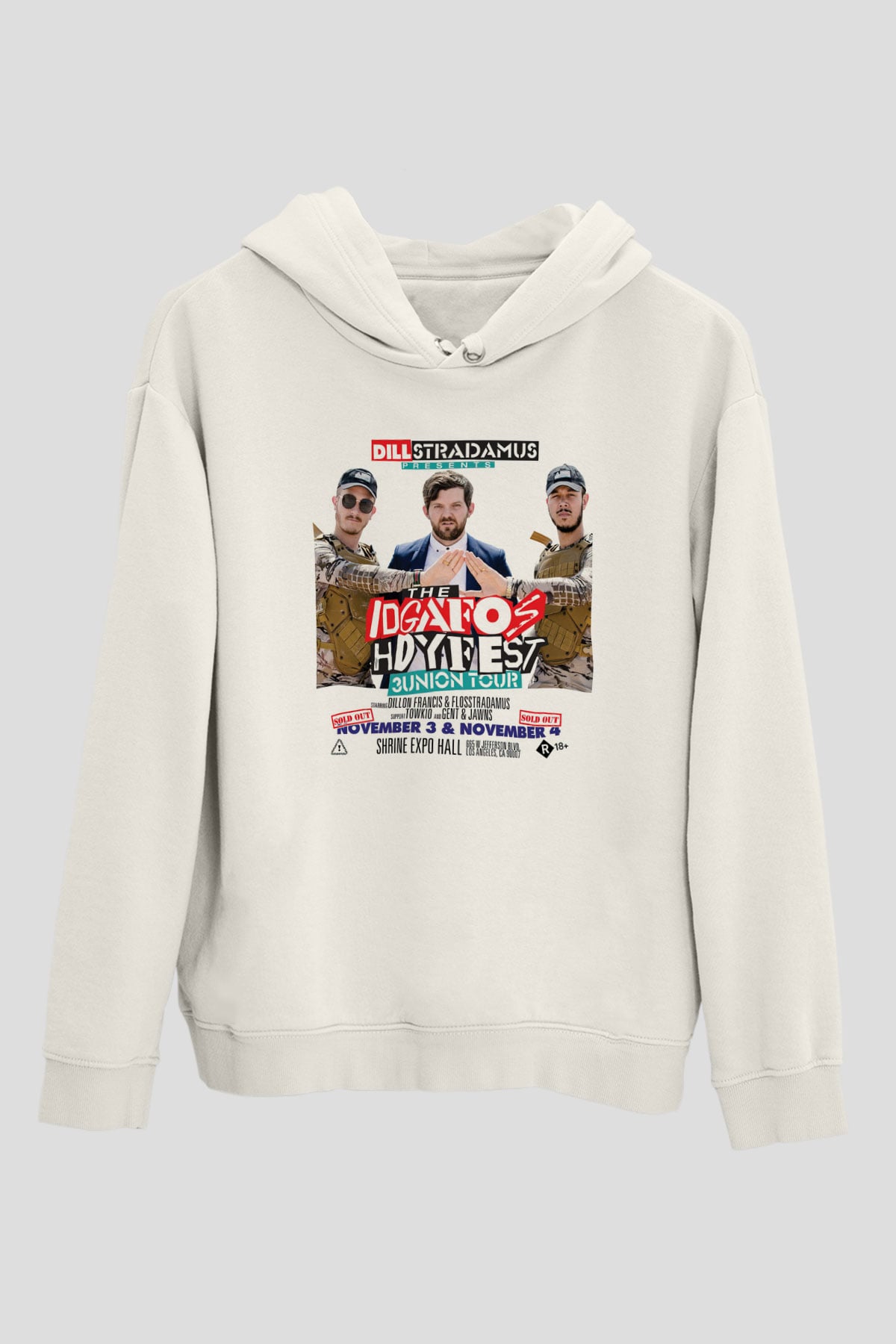 Dillion Francis Beyaz Unisex Kapüşonlu Sweatshirt