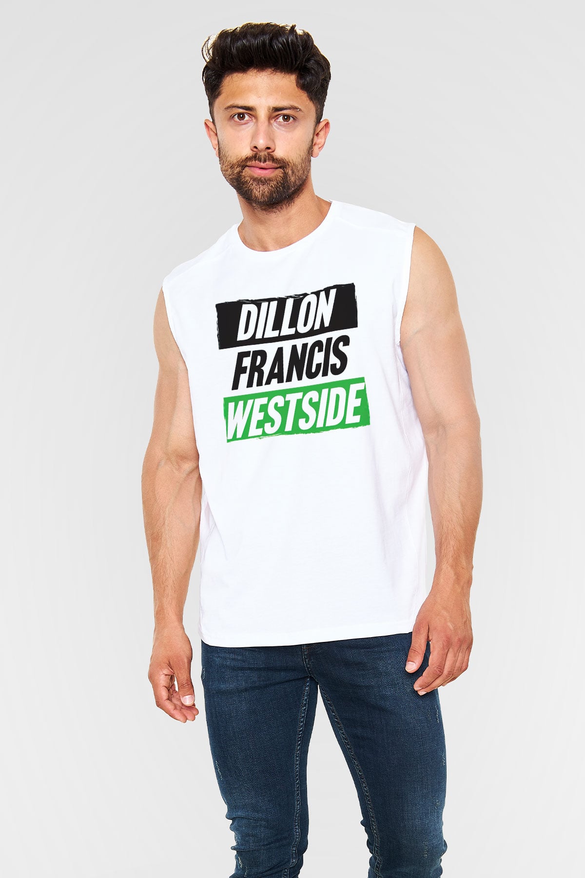 Dillion Francis Beyaz Unisex Kolsuz Tişört