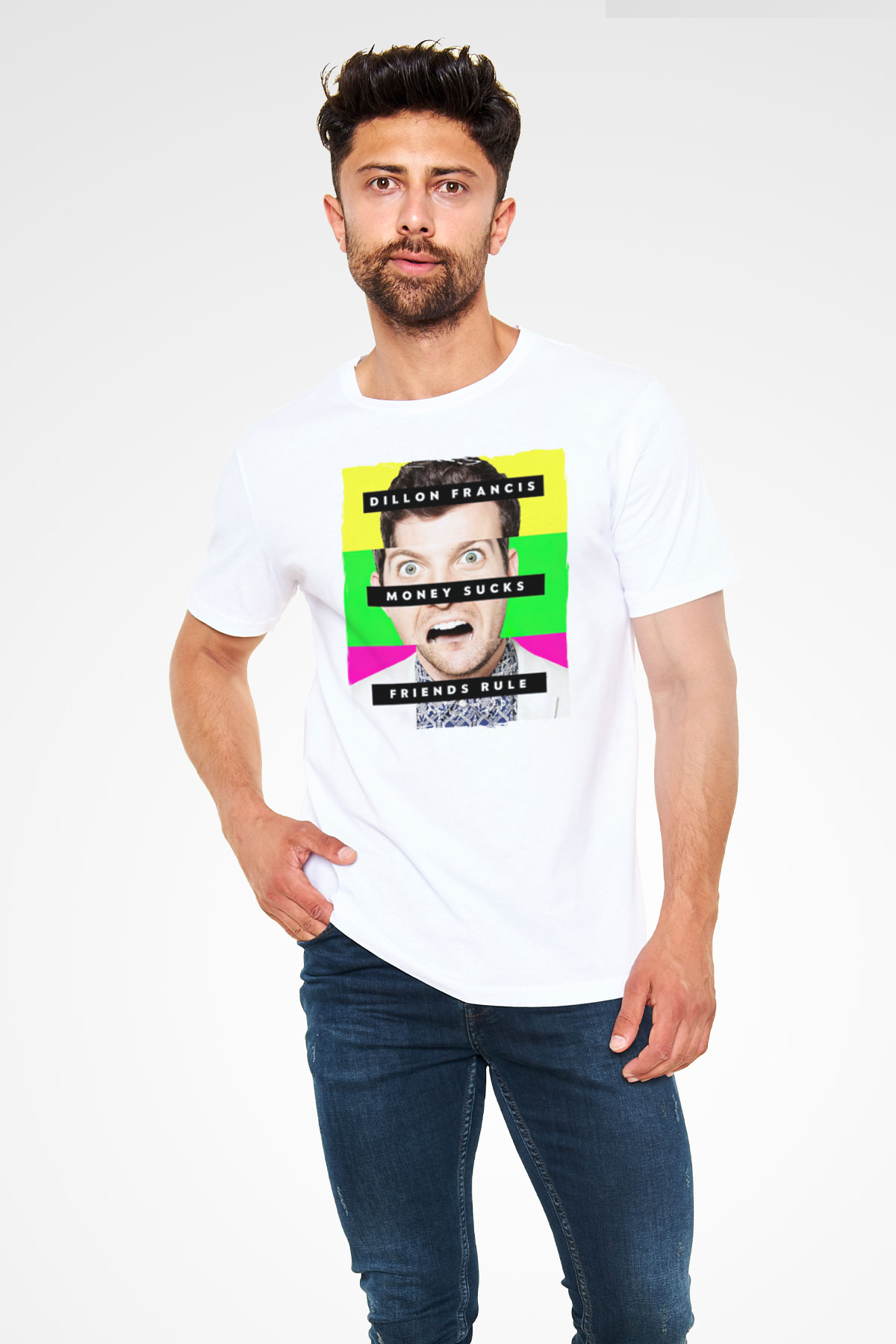 Dillion Francis Beyaz Unisex Tişört T-Shirt - TişörtFabrikası