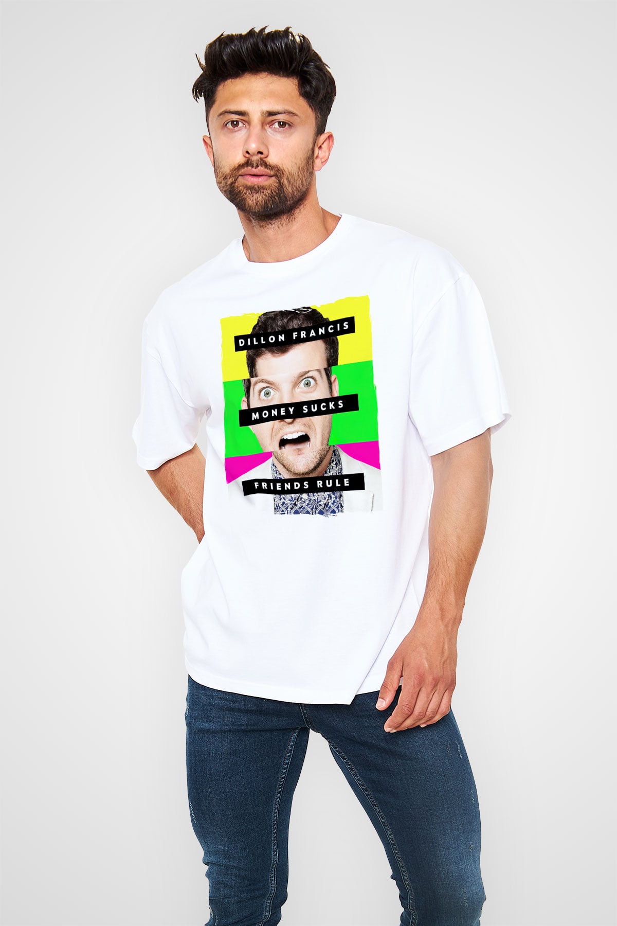 Dillion Francis Beyaz Unisex Tişört T-Shirt - TişörtFabrikası