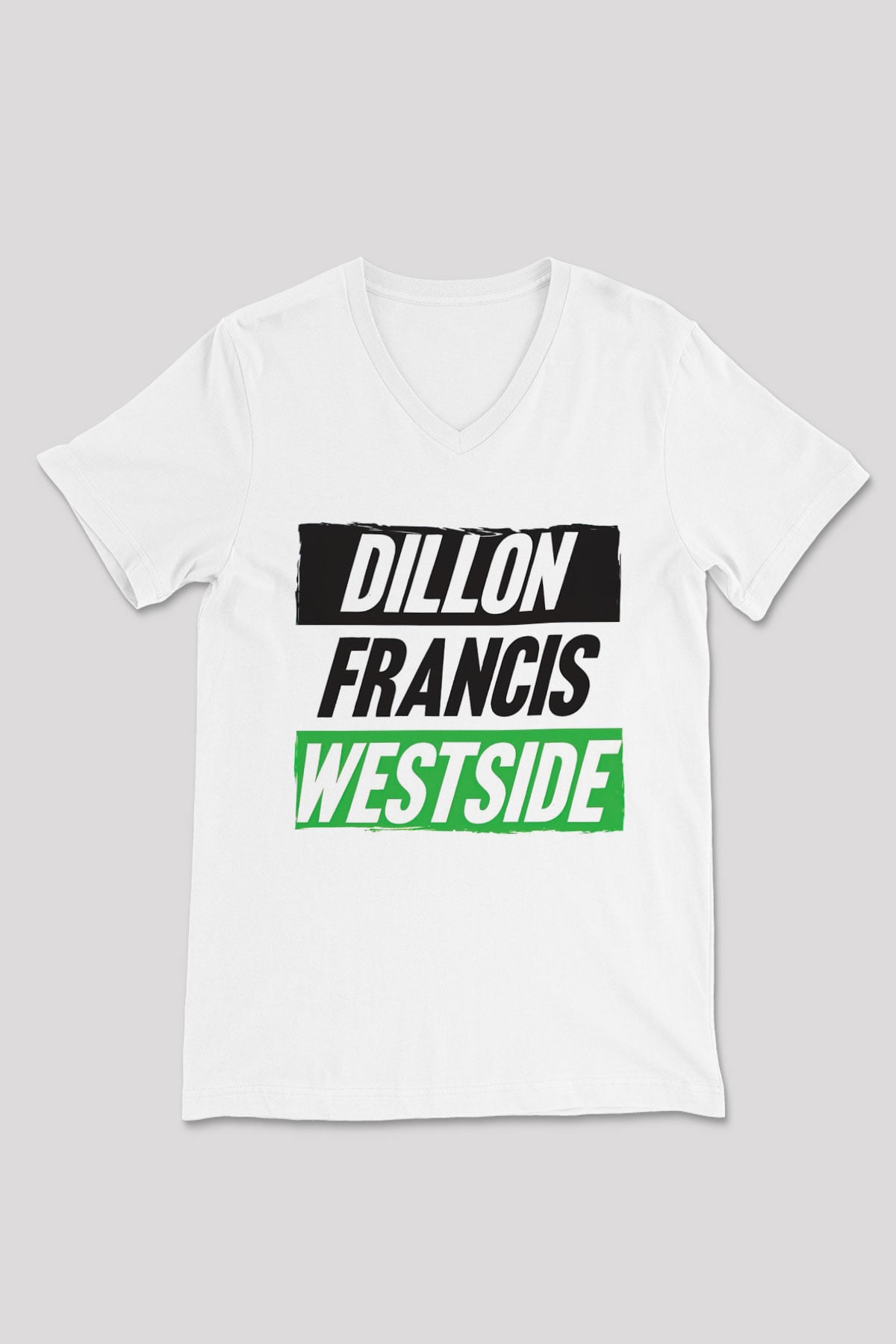 Dillion Francis Beyaz Unisex V Yaka Tişört