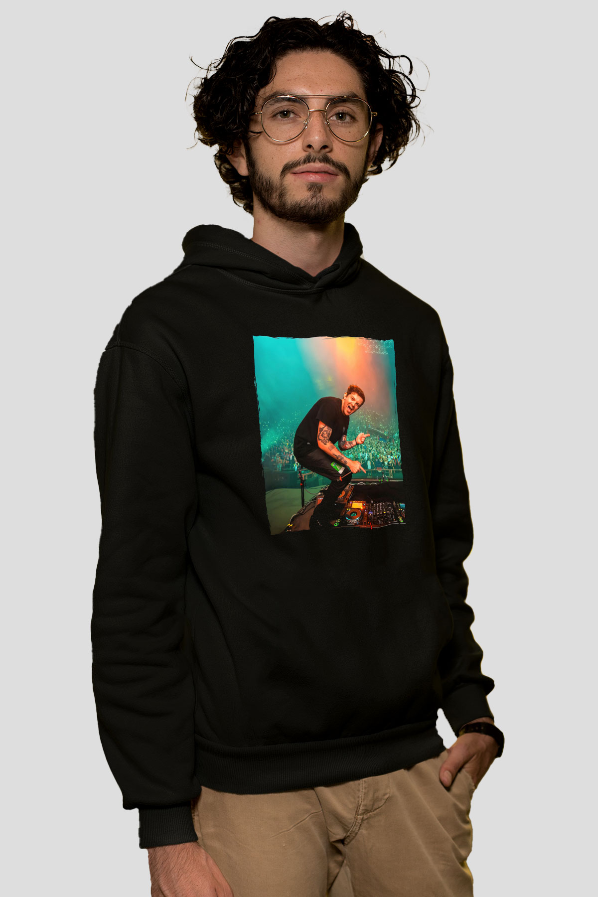 Dillion Francis Siyah Unisex Kapüşonlu Sweatshirt