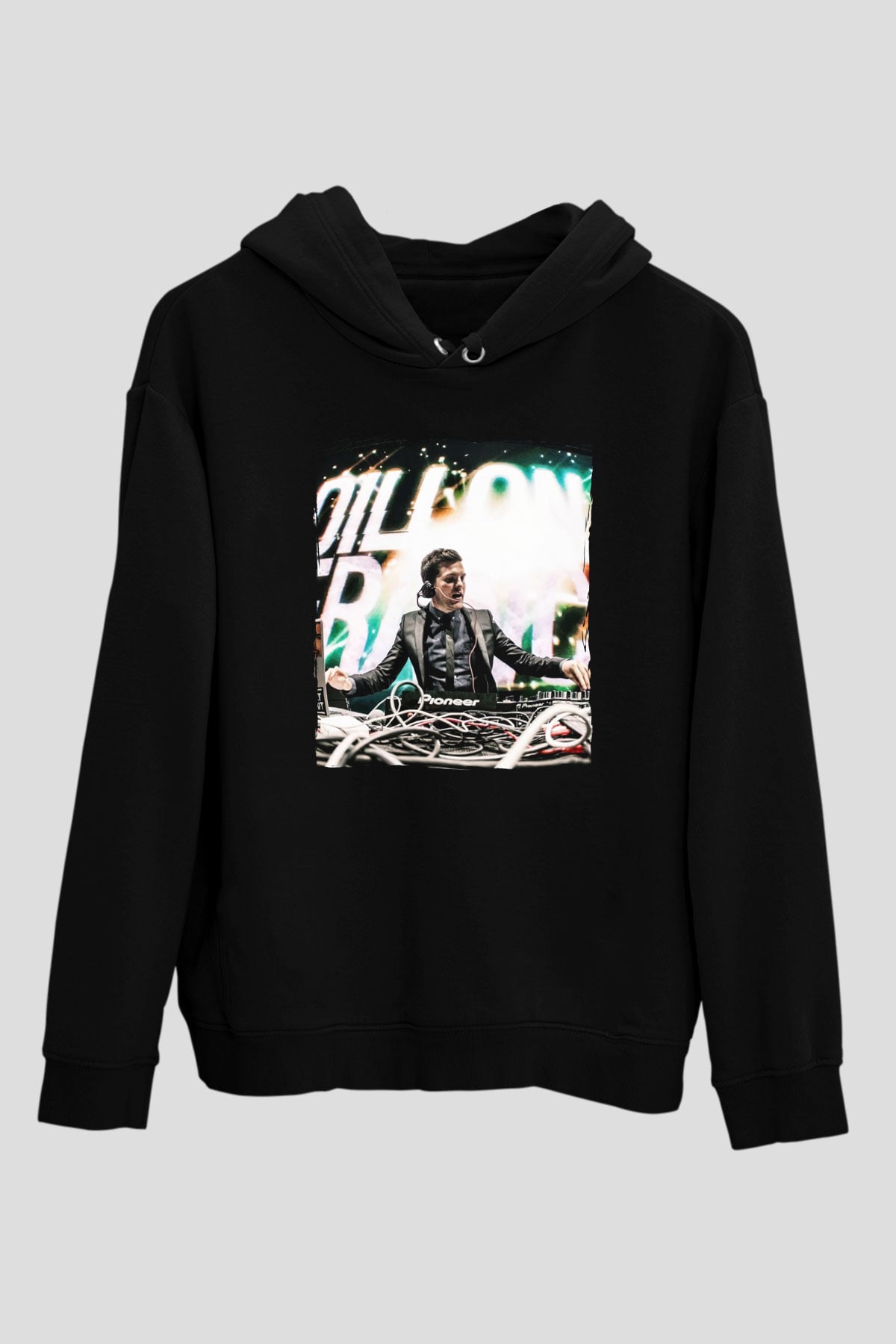 Dillion Francis Siyah Unisex Kapüşonlu Sweatshirt