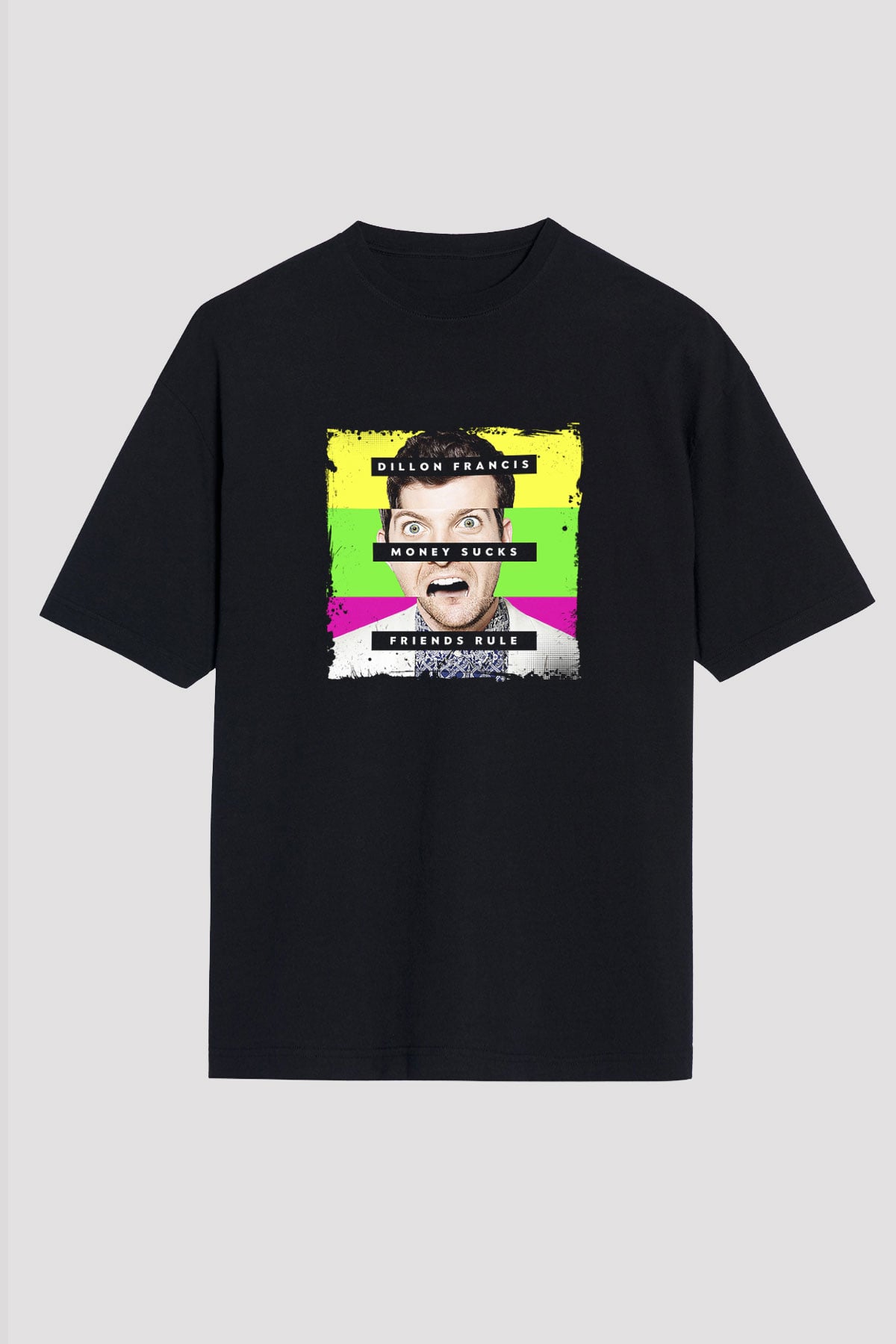 Dillon Francis Baskılı Unisex Oversize Siyah Tişört