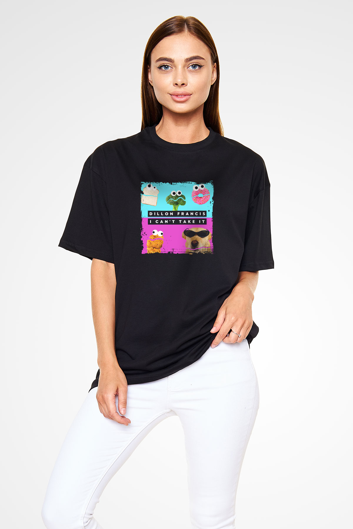 Dillon Francis Baskılı Unisex Oversize Siyah Tişört