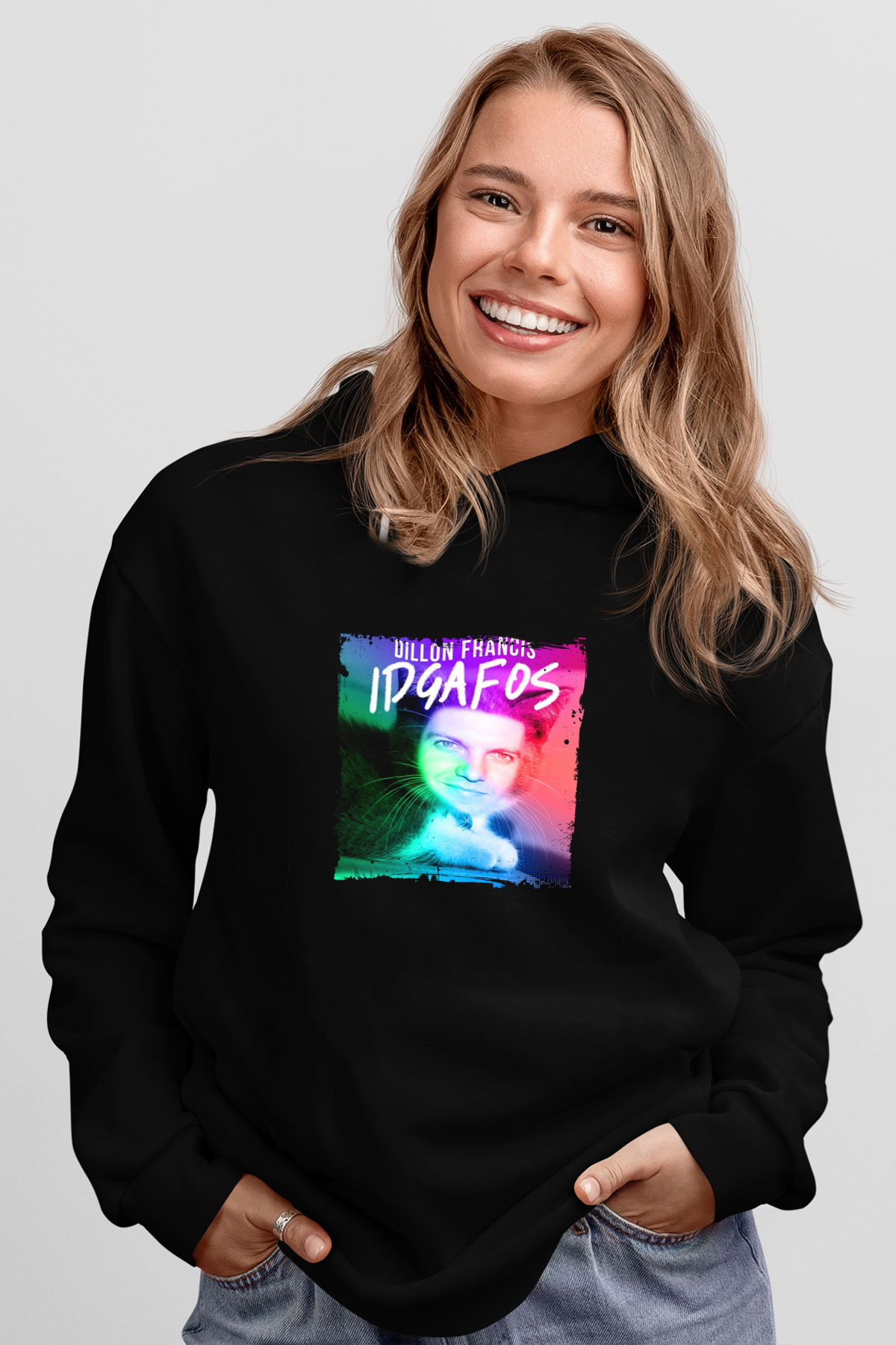 Dillon Francis Baskılı Unisex Siyah Hoodie