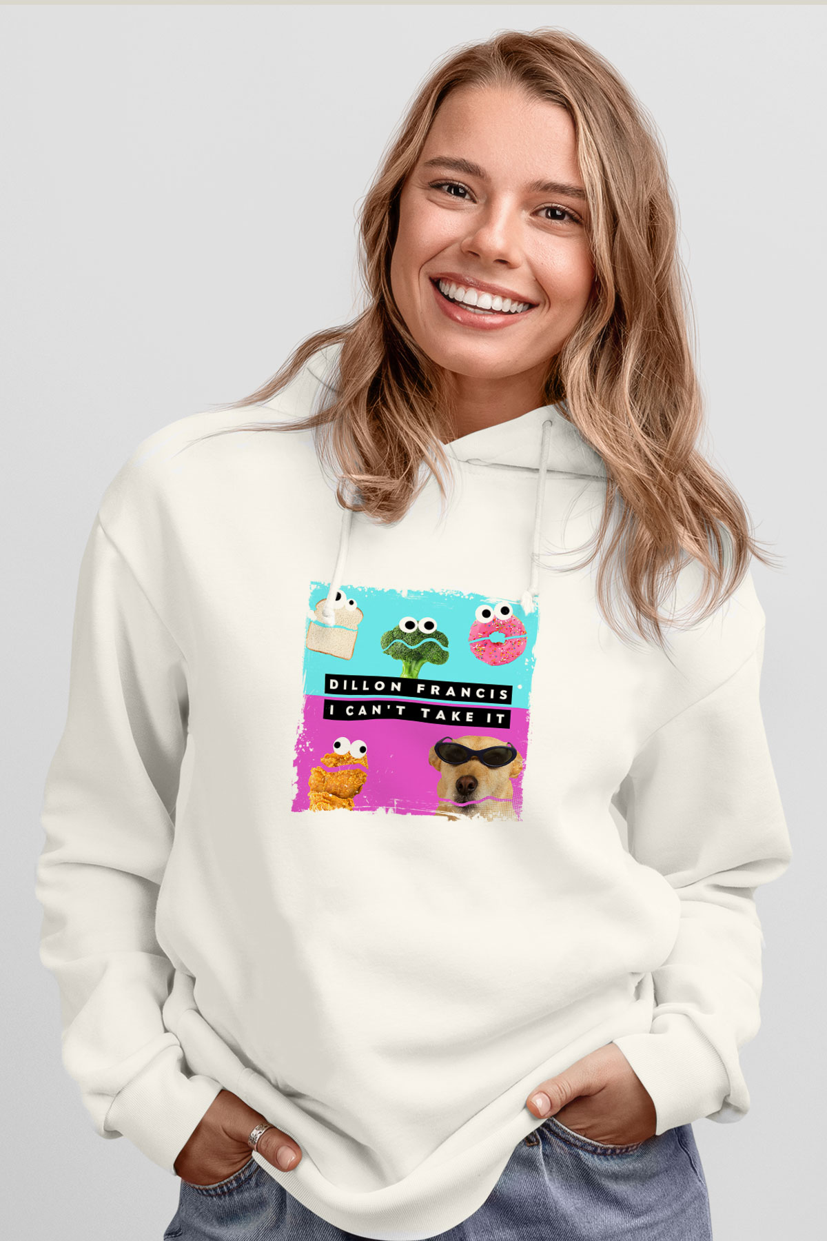 Dillon FrancisBaskılı Beyaz Hoodie