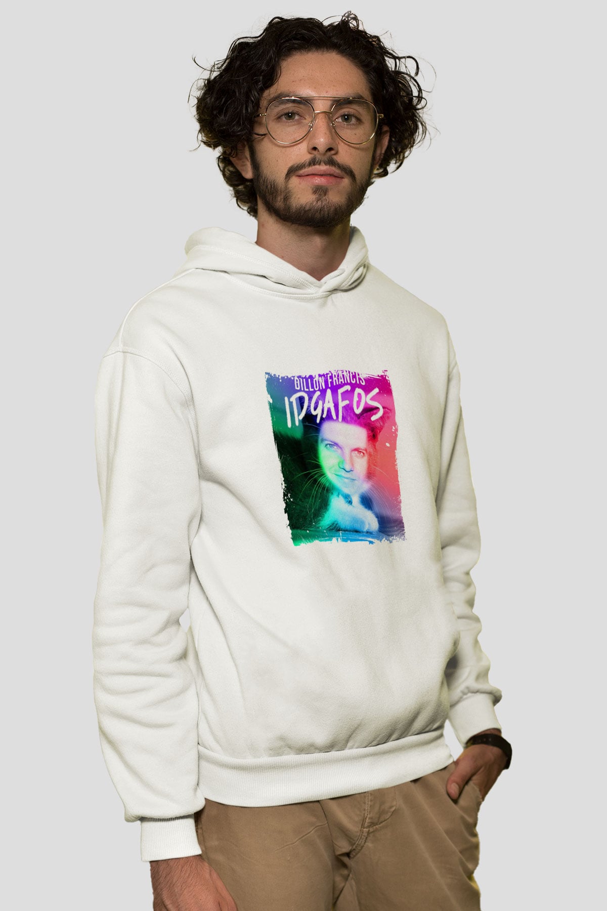 Dillon FrancisBaskılı Beyaz Hoodie