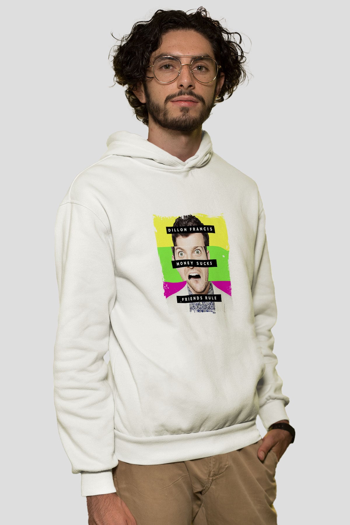 Dillon FrancisBaskılı Beyaz Hoodie