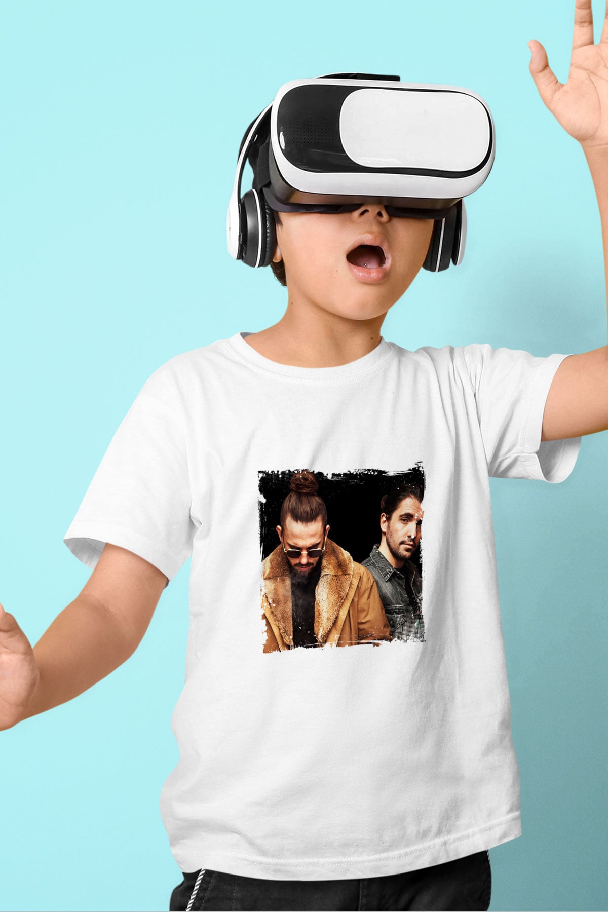 Dimitri Vegas & Like Mike Baskılı Beyaz Çocuk Tişört