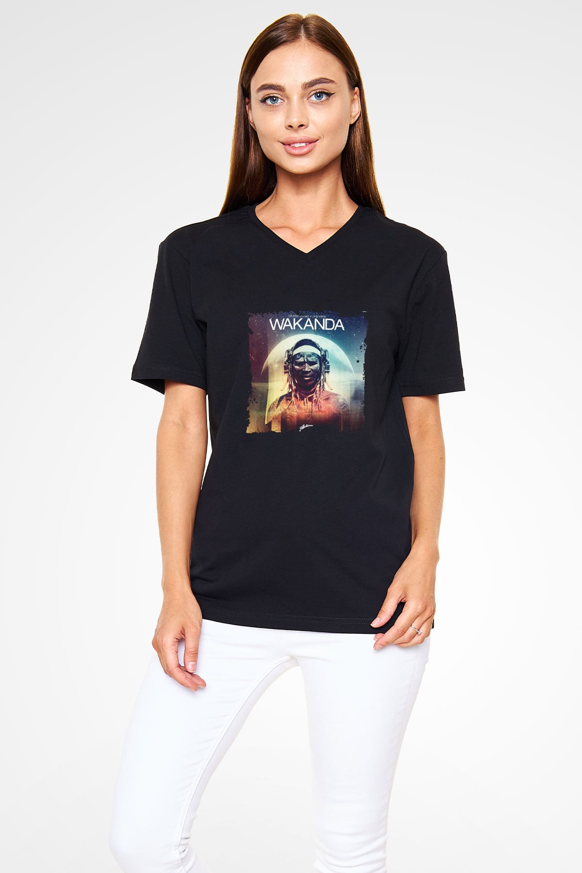 Dimitri Vegas & Like Mike Baskılı Unisex Siyah V Yaka Tişört
