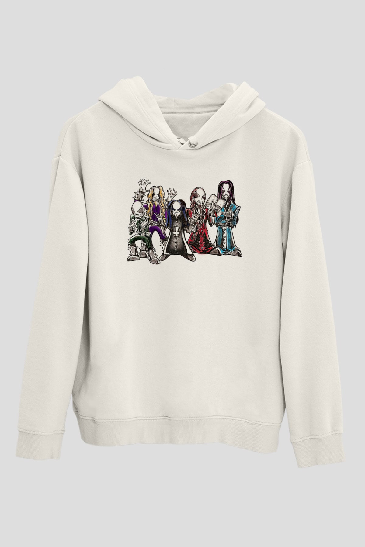 Dimmu Borgir Baskılı Beyaz Unisex Kapüşonlu Sweatshirt