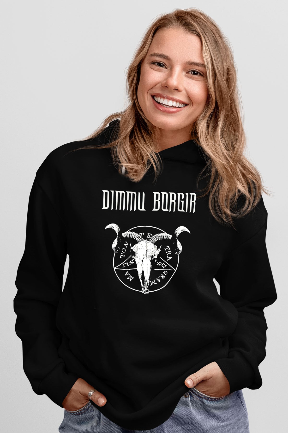 Dimmu Borgir Baskılı Unisex Siyah Kapüşonlu Sweatshirt