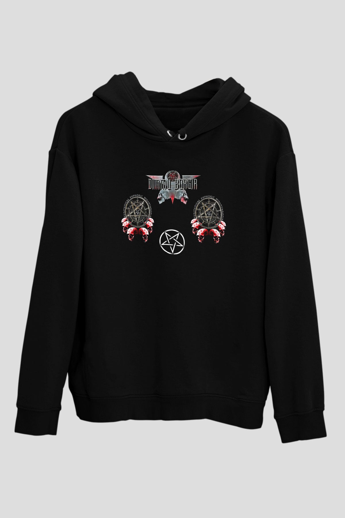 Dimmu Borgir Baskılı Unisex Siyah Kapüşonlu Sweatshirt