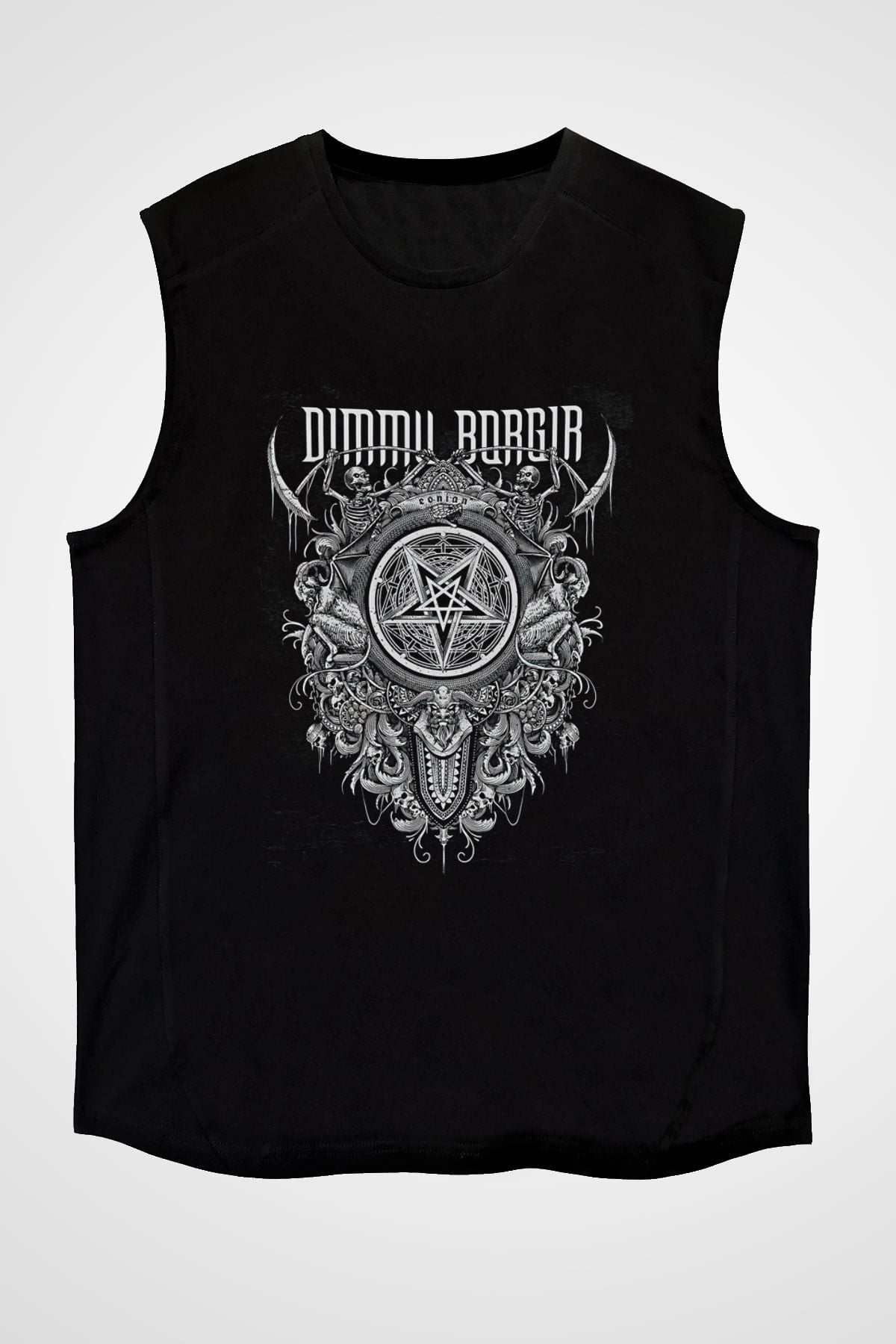 Dimmu Borgir Baskılı Unisex Siyah Kolsuz Tişört - Tshirt