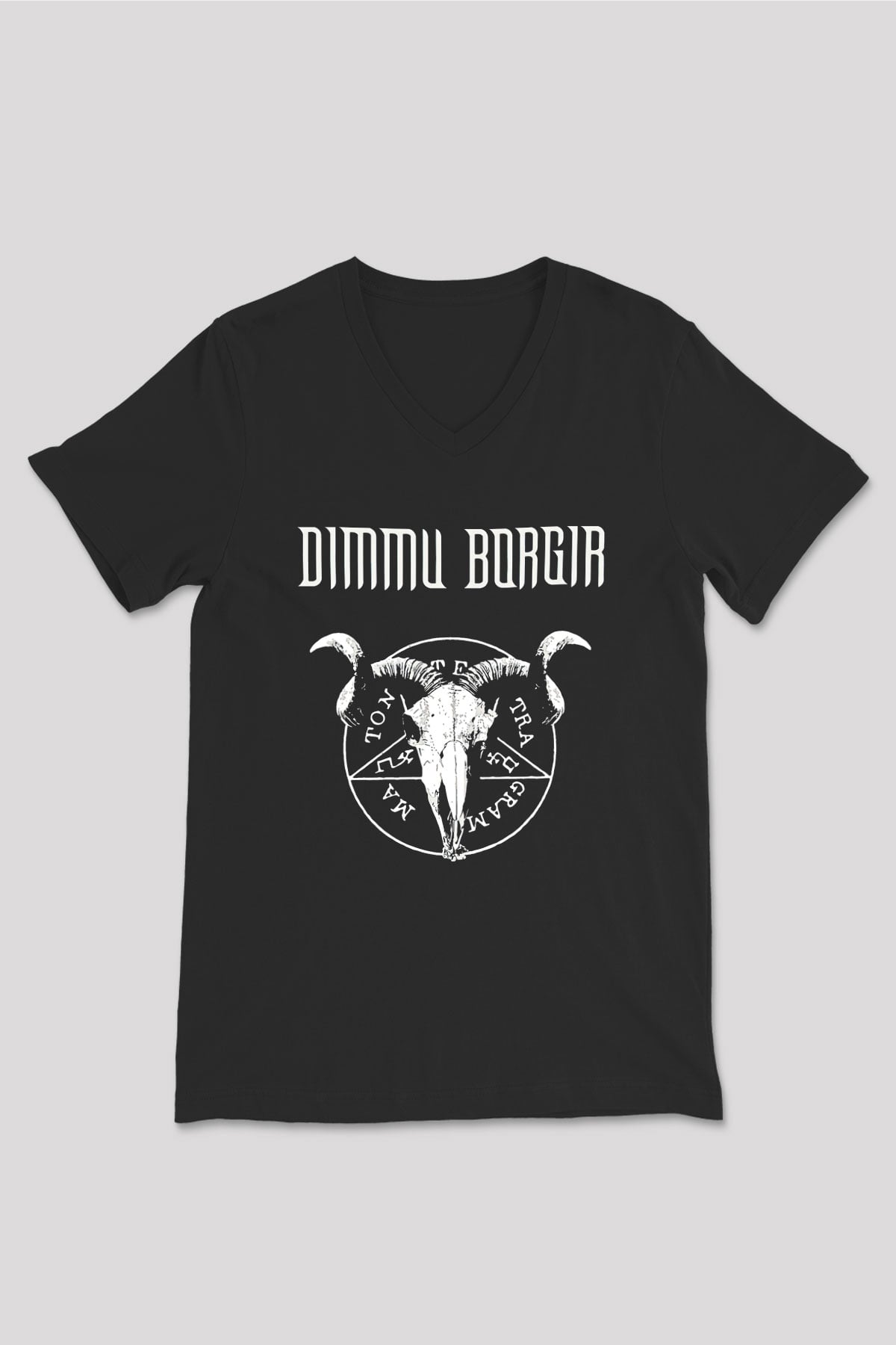 Dimmu Borgir Baskılı Unisex Siyah V Yaka Tişört - Tshirt