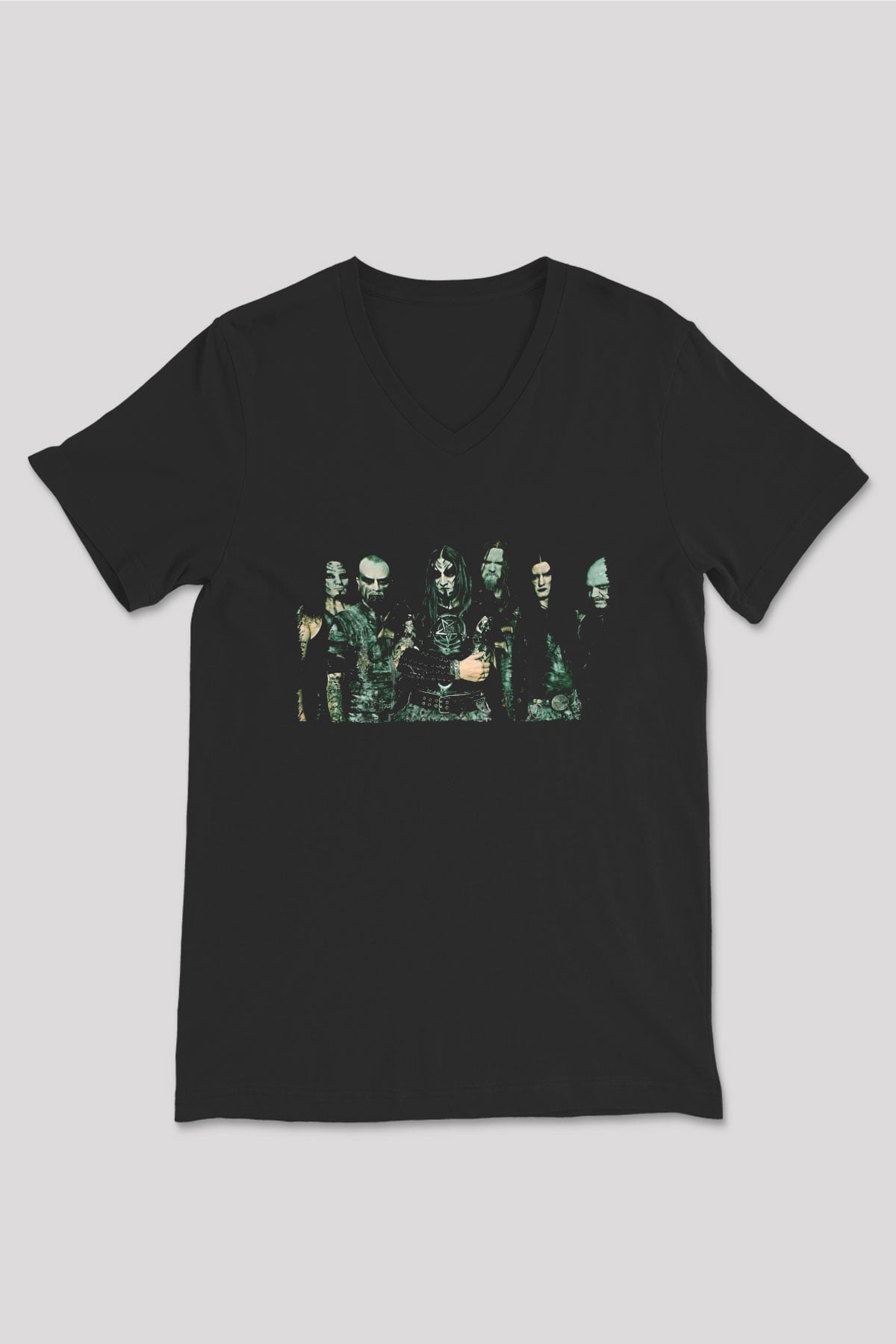 Dimmu Borgir Baskılı Unisex Siyah V Yaka Tişört - Tshirt