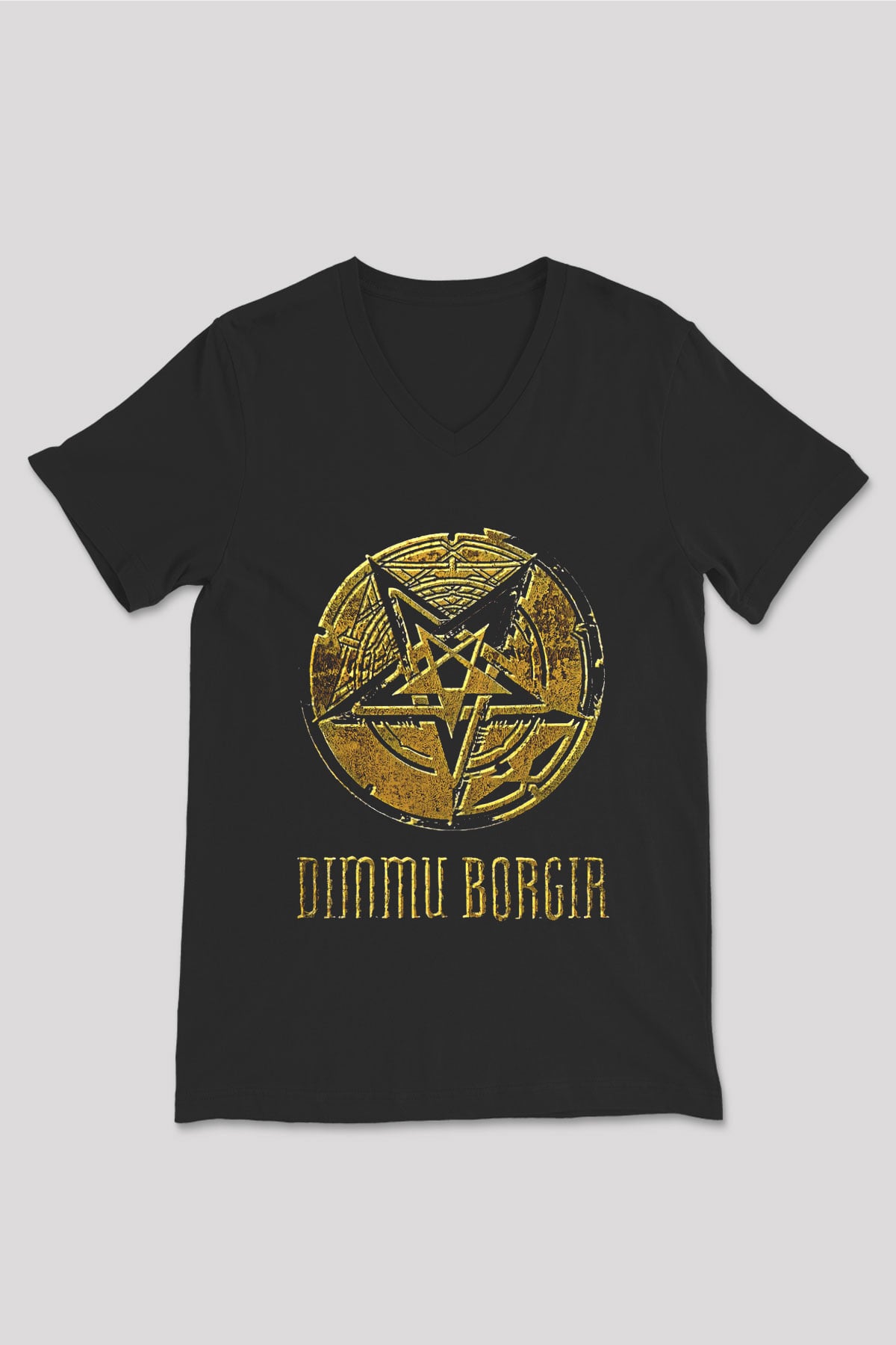 Dimmu Borgir Baskılı Unisex Siyah V Yaka Tişört - Tshirt